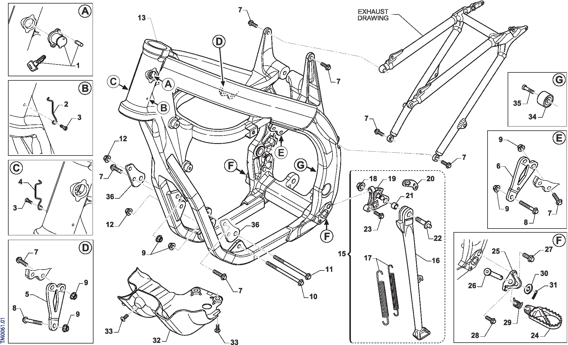Pièces d'origine pour TM RACING 530 530 4T 530Fi SMR 2021 - Cadre moto