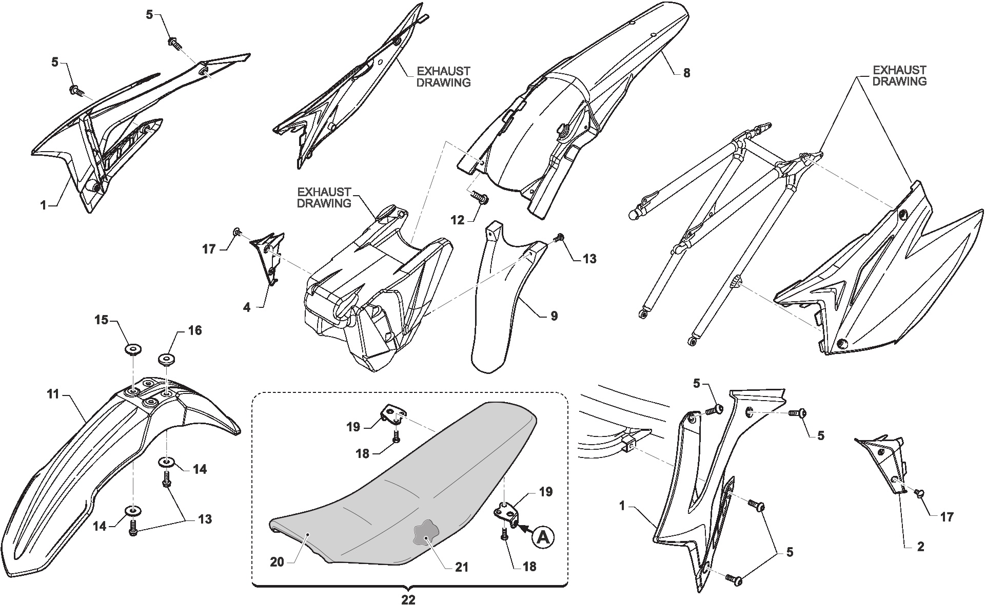Pièces d'origine pour TM RACING 530 530 4T 530Fi SMR 2021 - Carénages et plastiques