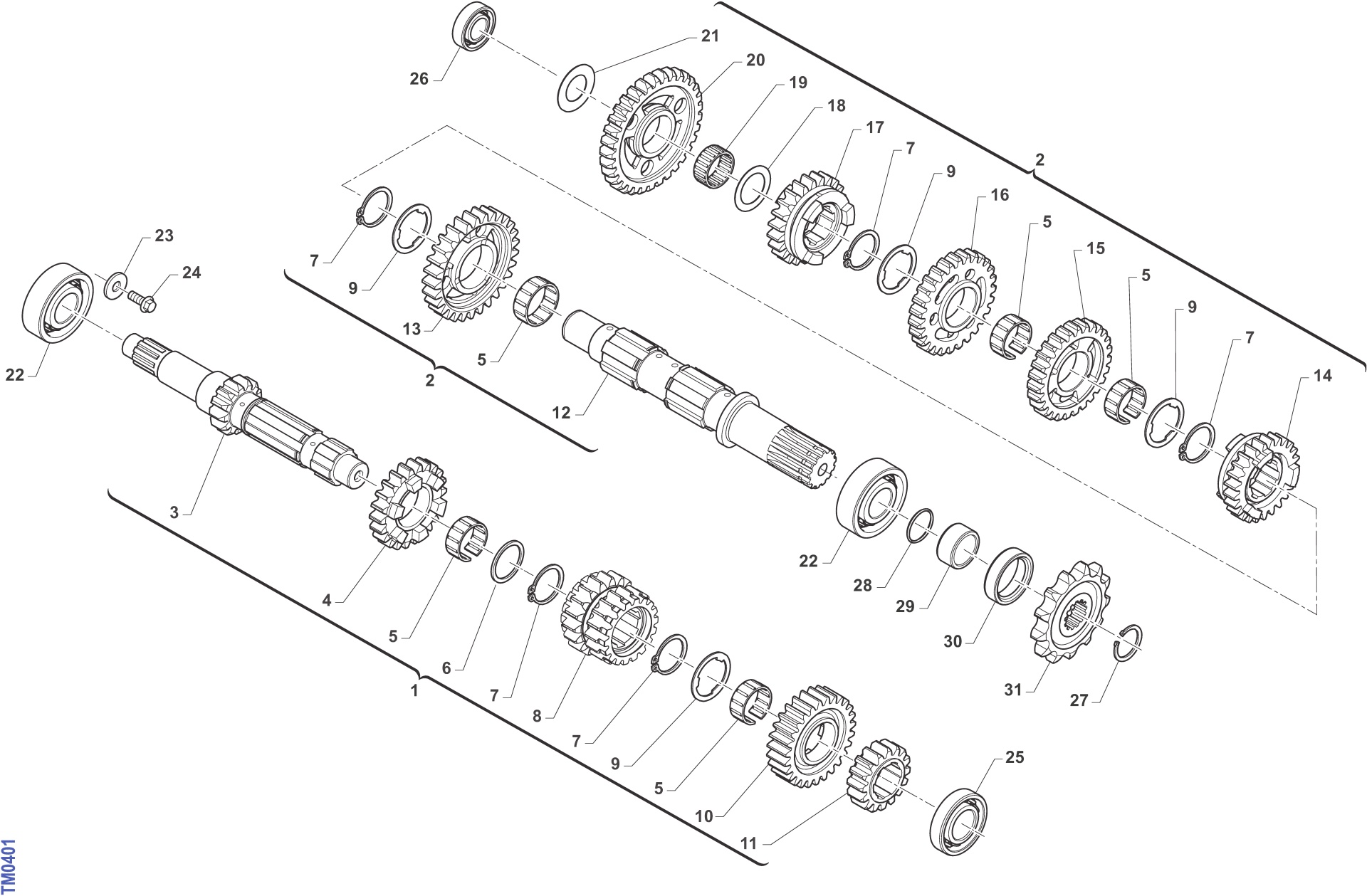Pièces d'origine pour TM RACING 530 530 4T 530Fi SMR 2021 - Boîte de vitesse 6 rapports