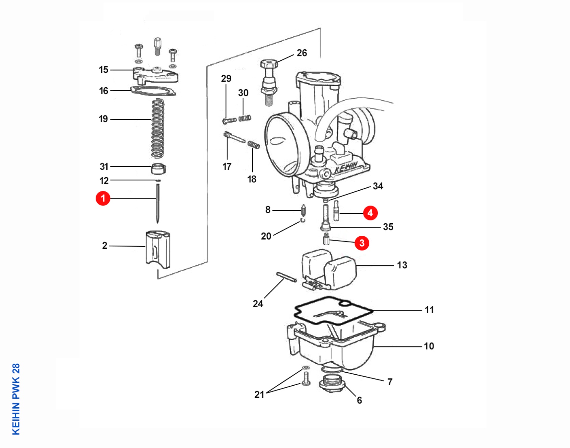 Pièces d'origine pour TM RACING 100 100 2T 100 MX JUN 2020 - Carburateur KEIHIN PWK 28
