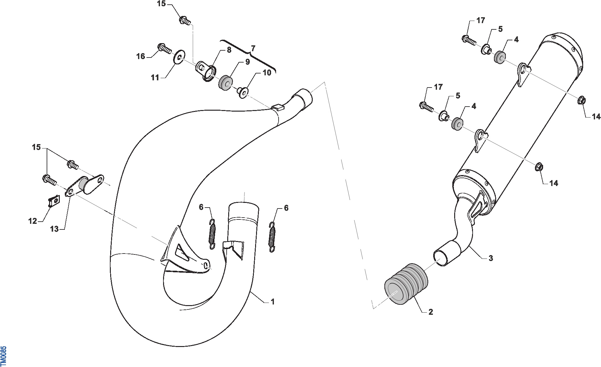 Pièces d'origine pour TM RACING 125 125 2T 125 EN 2020 - Échappement