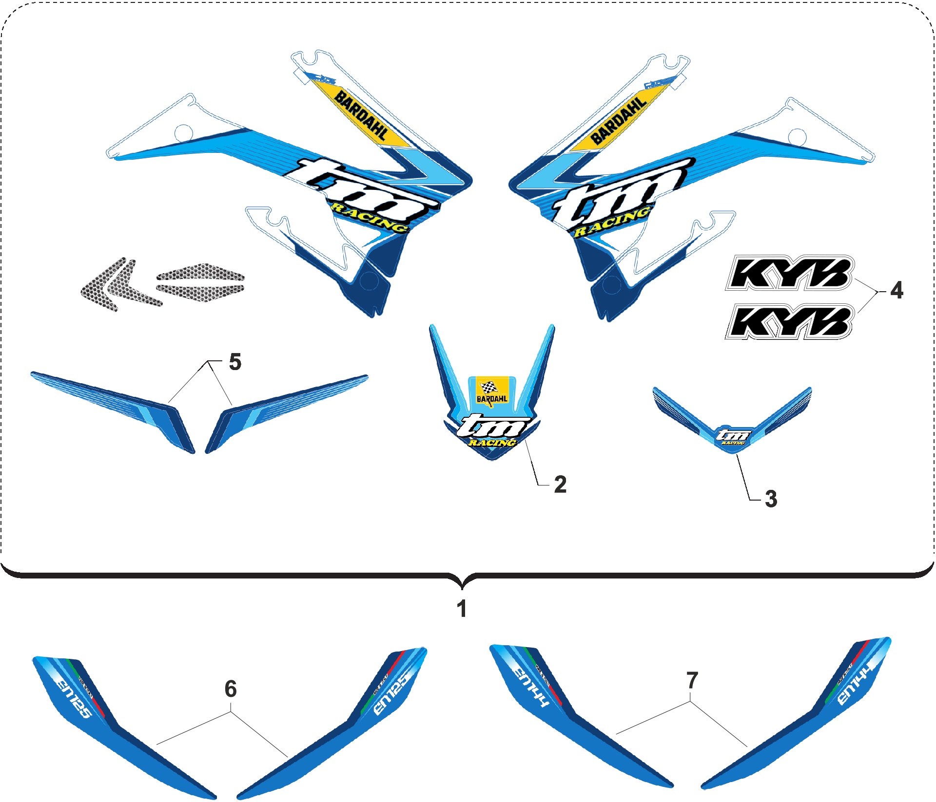 Pièces d'origine pour TM RACING 125 125 2T 125 EN 2020 - Autocollants et adhésifs
