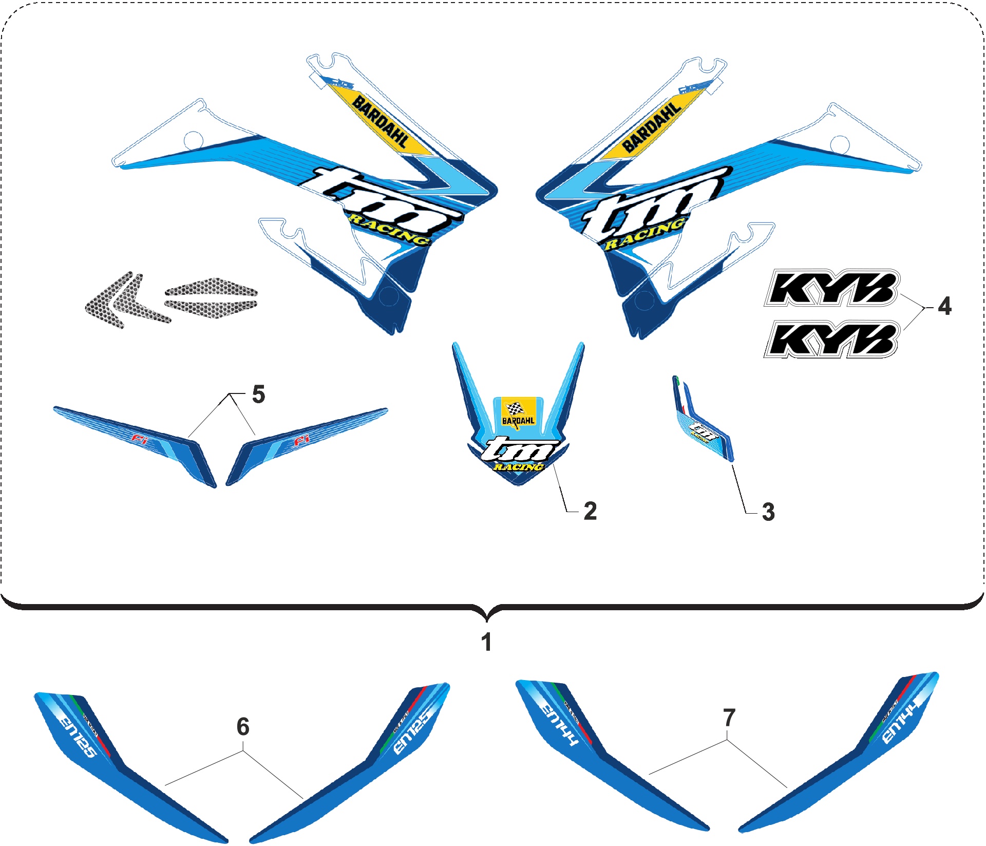 Pièces d'origine pour TM RACING 125 125 2T 125 Fi EN 2020 - Autocollants et adhésifs