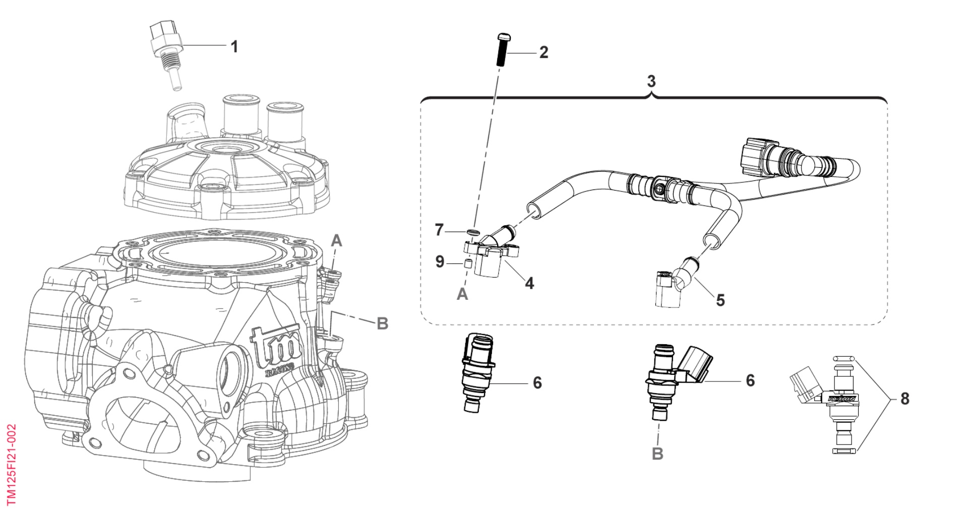 Pièces d'origine pour TM RACING 125 125 2T 125 Fi EN 2020 - Système d'injection