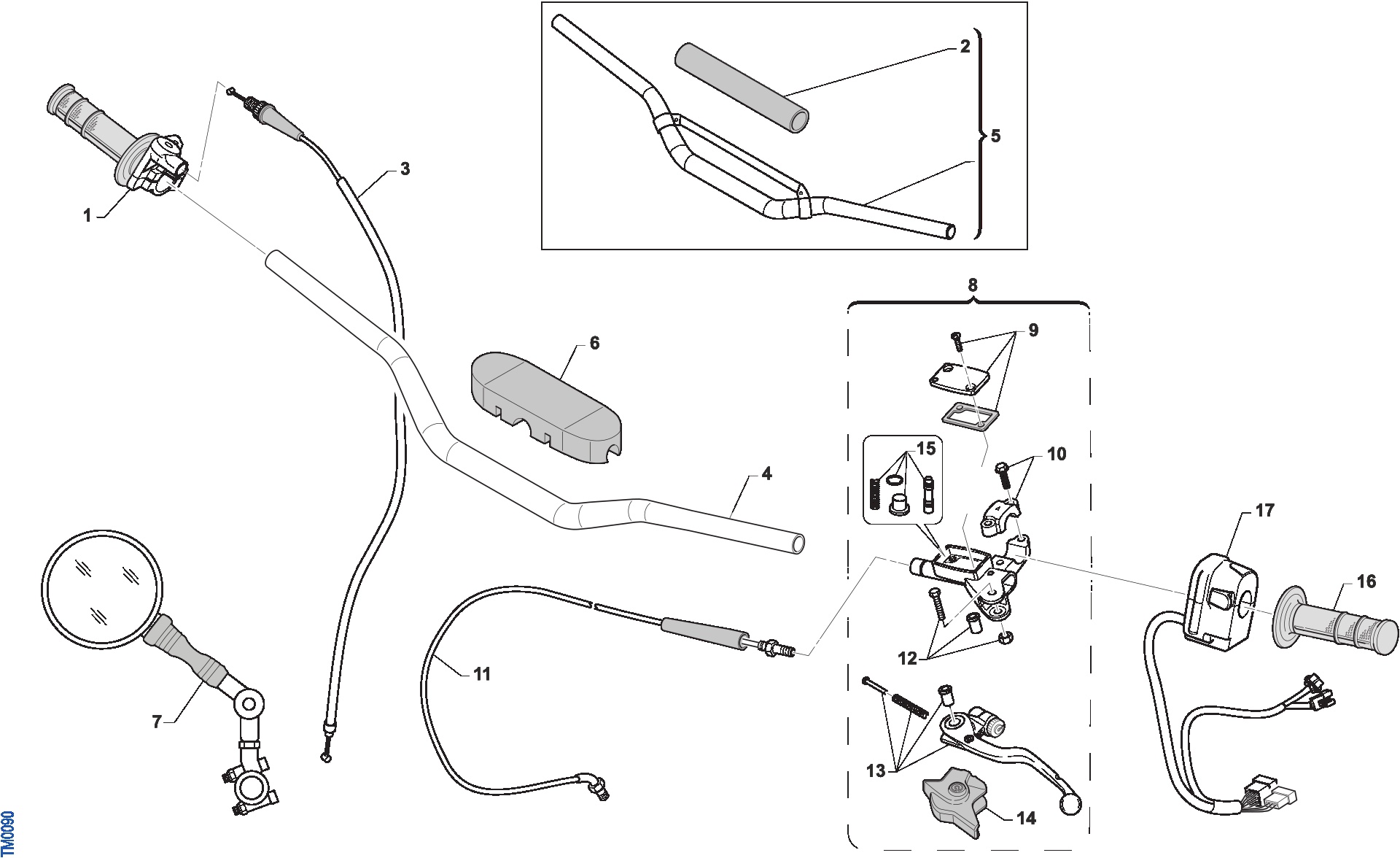 Pièces d'origine pour TM RACING 125 125 2T 125 SMR 2020 - Guidon et commandes