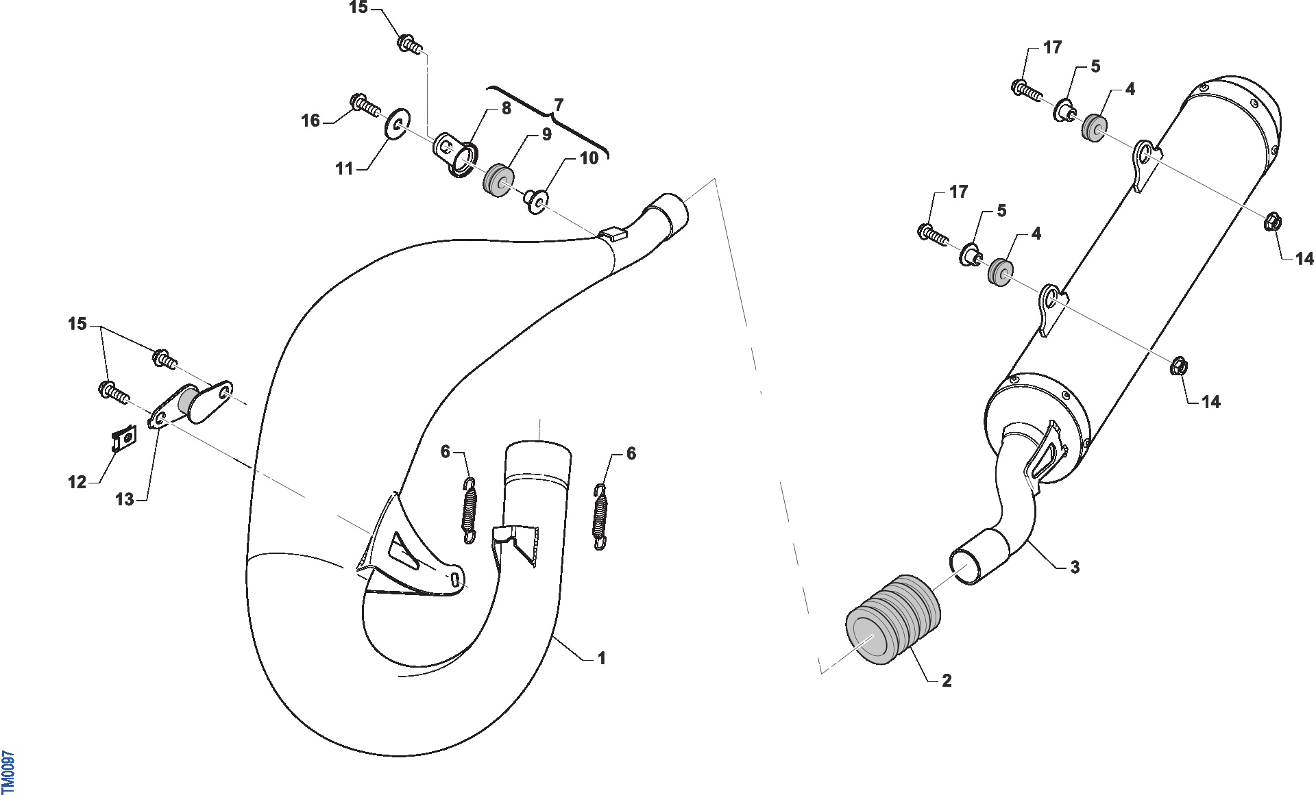 Pièces d'origine pour TM RACING 125 125 2T 125 SMR 2020 - Échappement