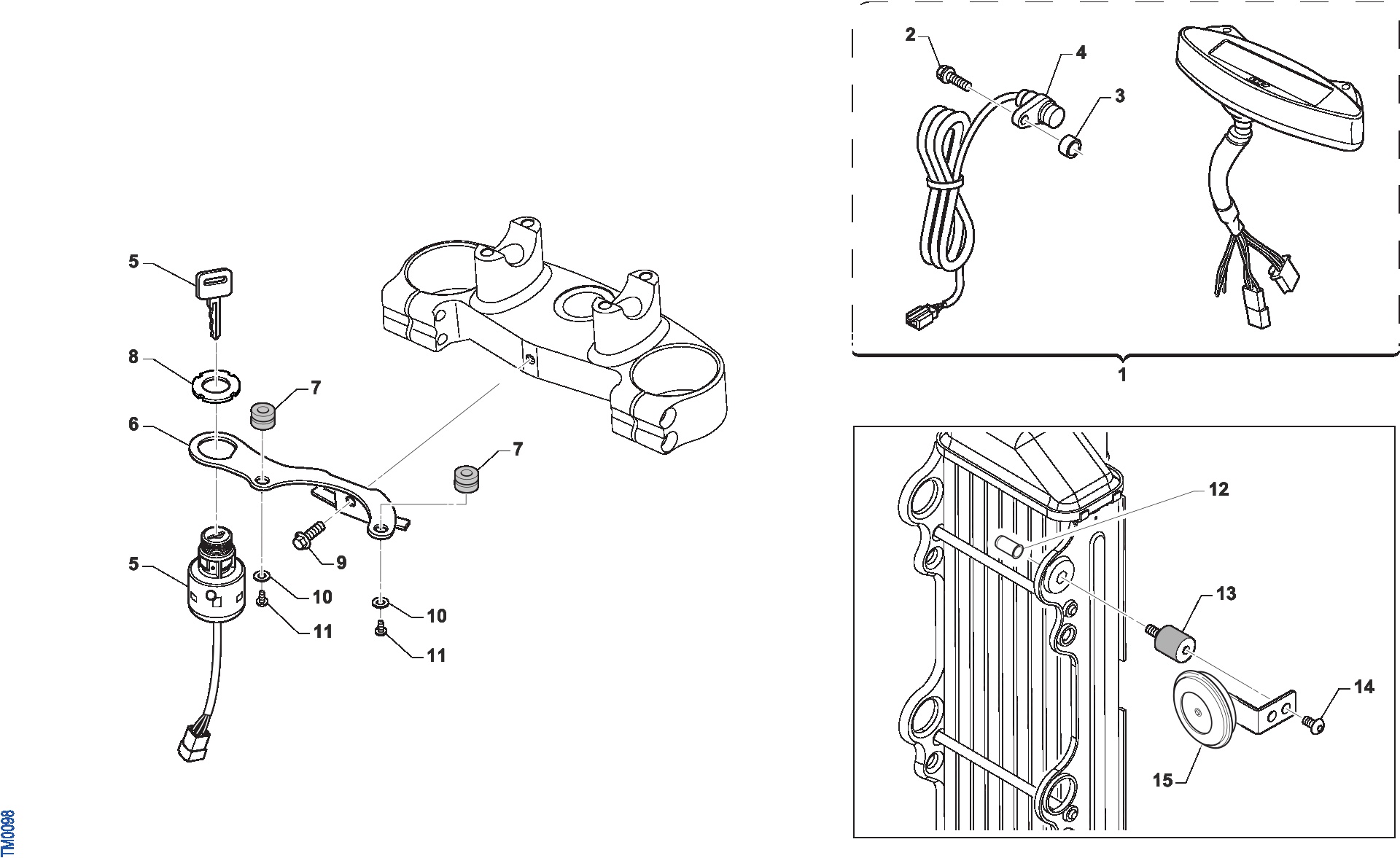 Pièces d'origine pour TM RACING 125 125 2T 125 SMR 2020 - Compteur kilométrique et klaxon