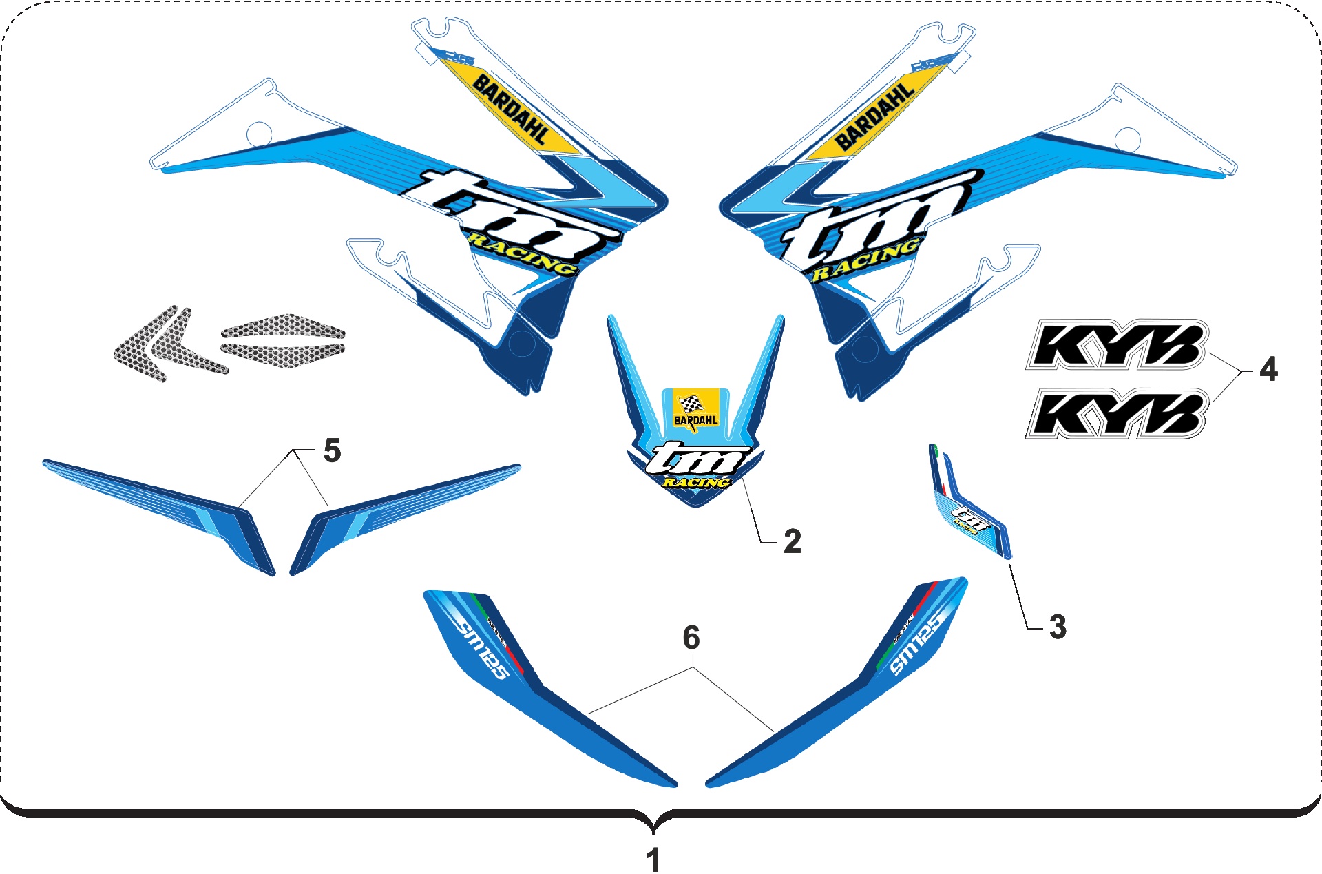 Pièces d'origine pour TM RACING 125 125 2T 125 SMR 2020 - Autocollants et adhésifs - kit