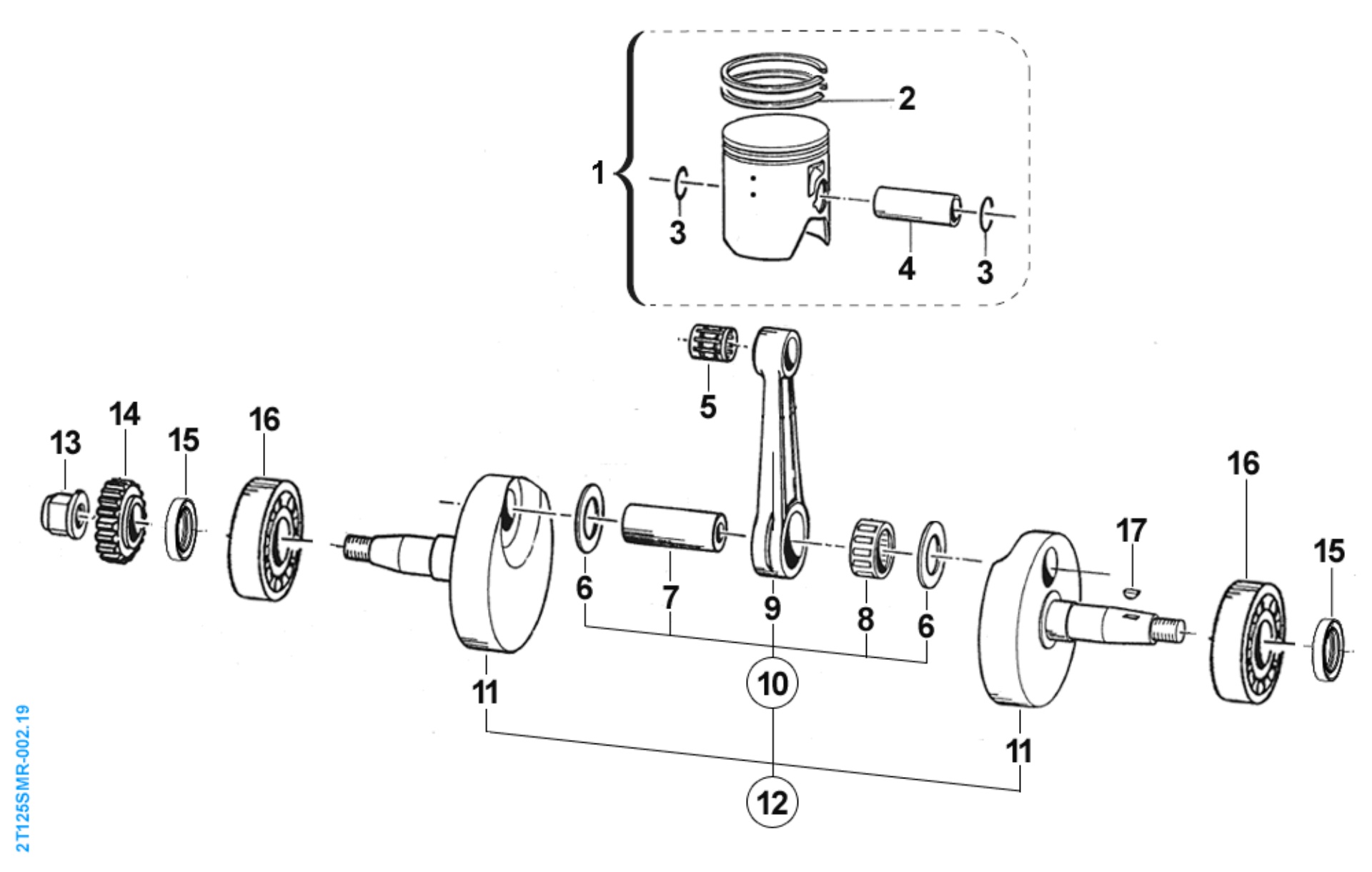 Pièces d'origine pour TM RACING 125 125 2T 125 SMR 2020 - Piston et vilebrequin moteur