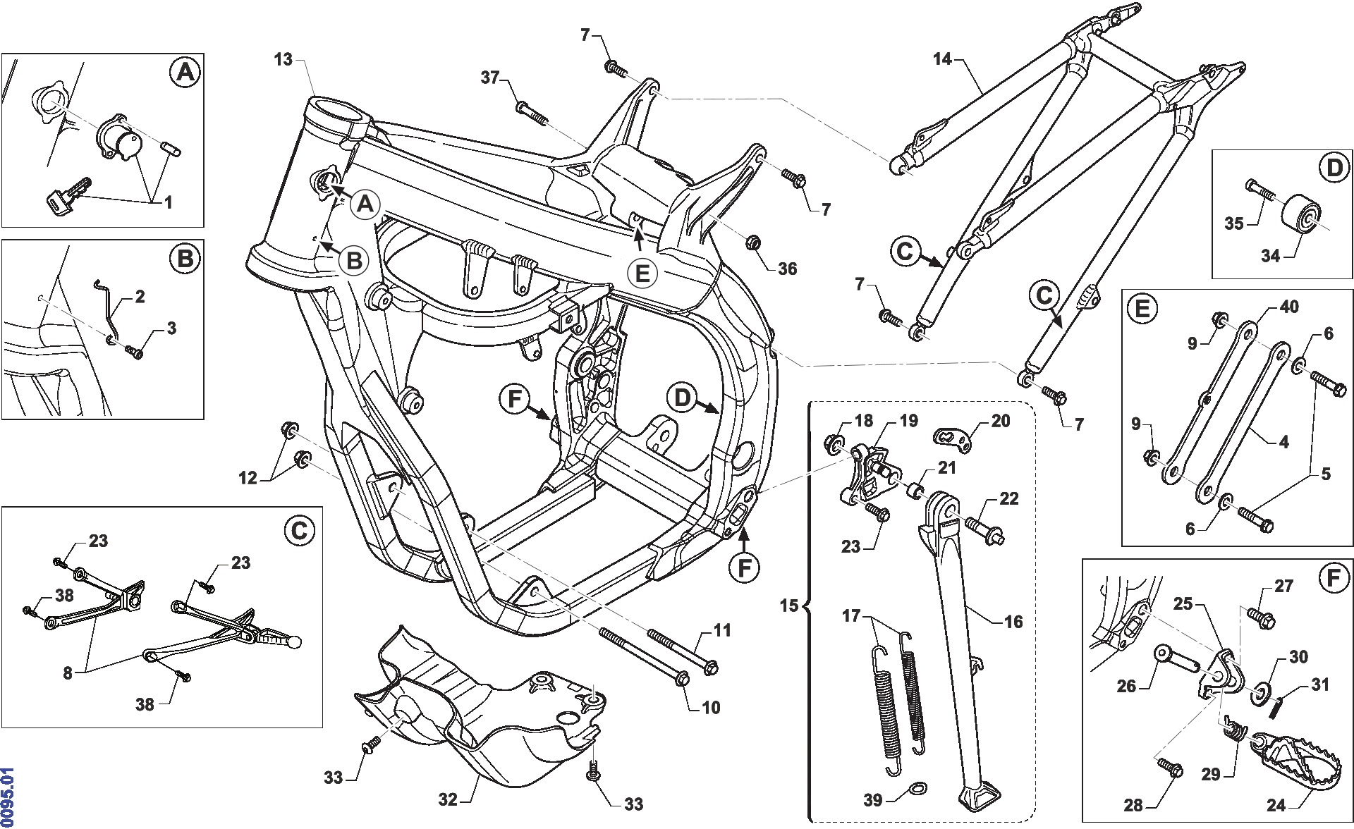 Pièces d'origine pour TM RACING 125 125 2T 125 Fi SMR 2020 - Cadre et partie-cycle