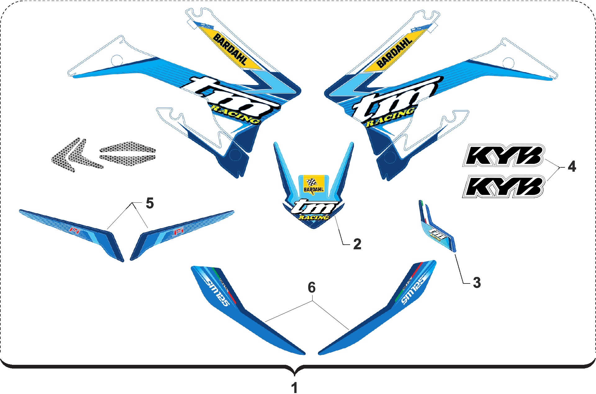 Pièces d'origine pour TM RACING 125 125 2T 125 Fi SMR 2020 - Kit autocollants et adhésifs