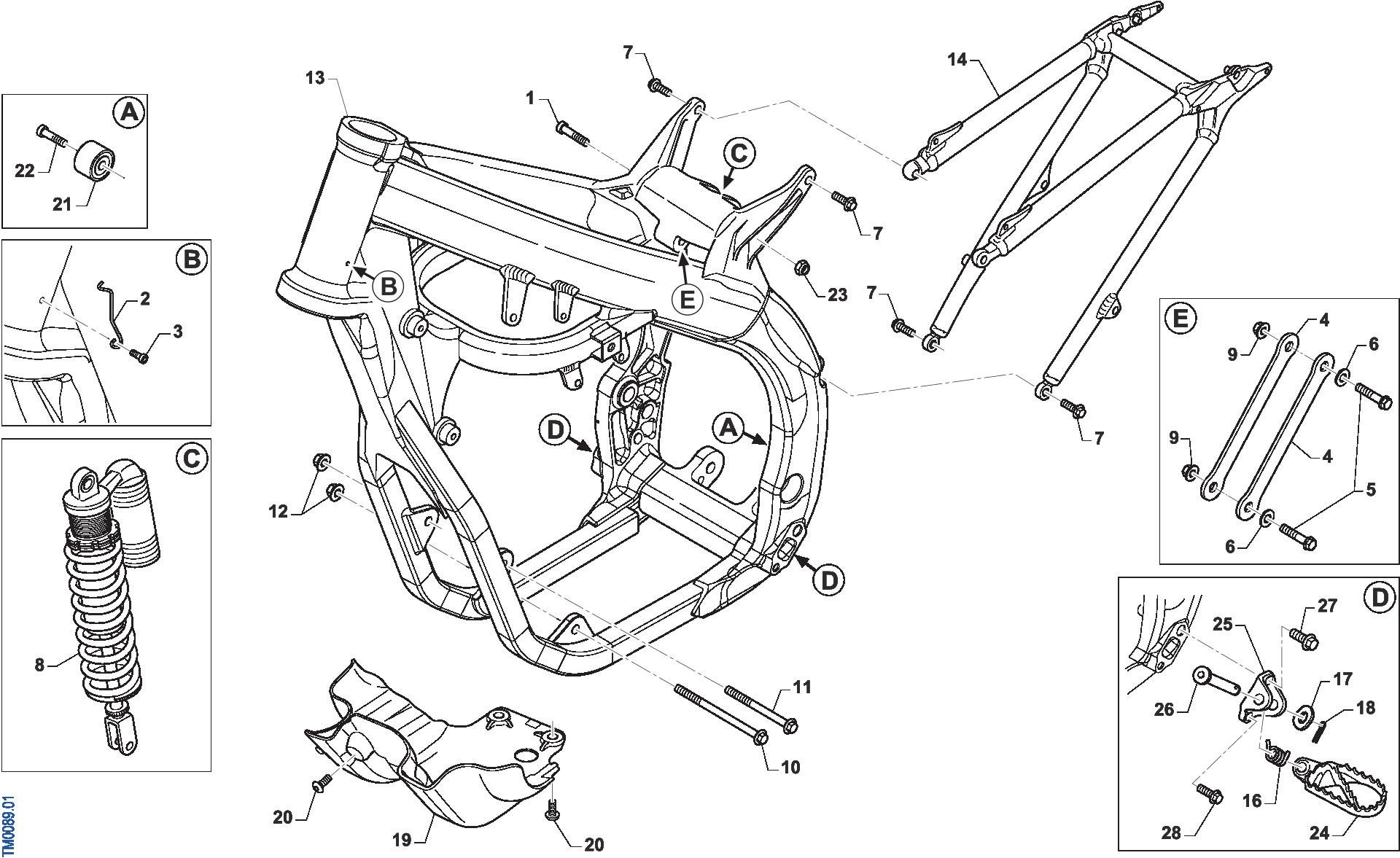 Pièces d'origine pour TM RACING 144 144 2T 144 MX 2020 - Cadre et partie-cycle