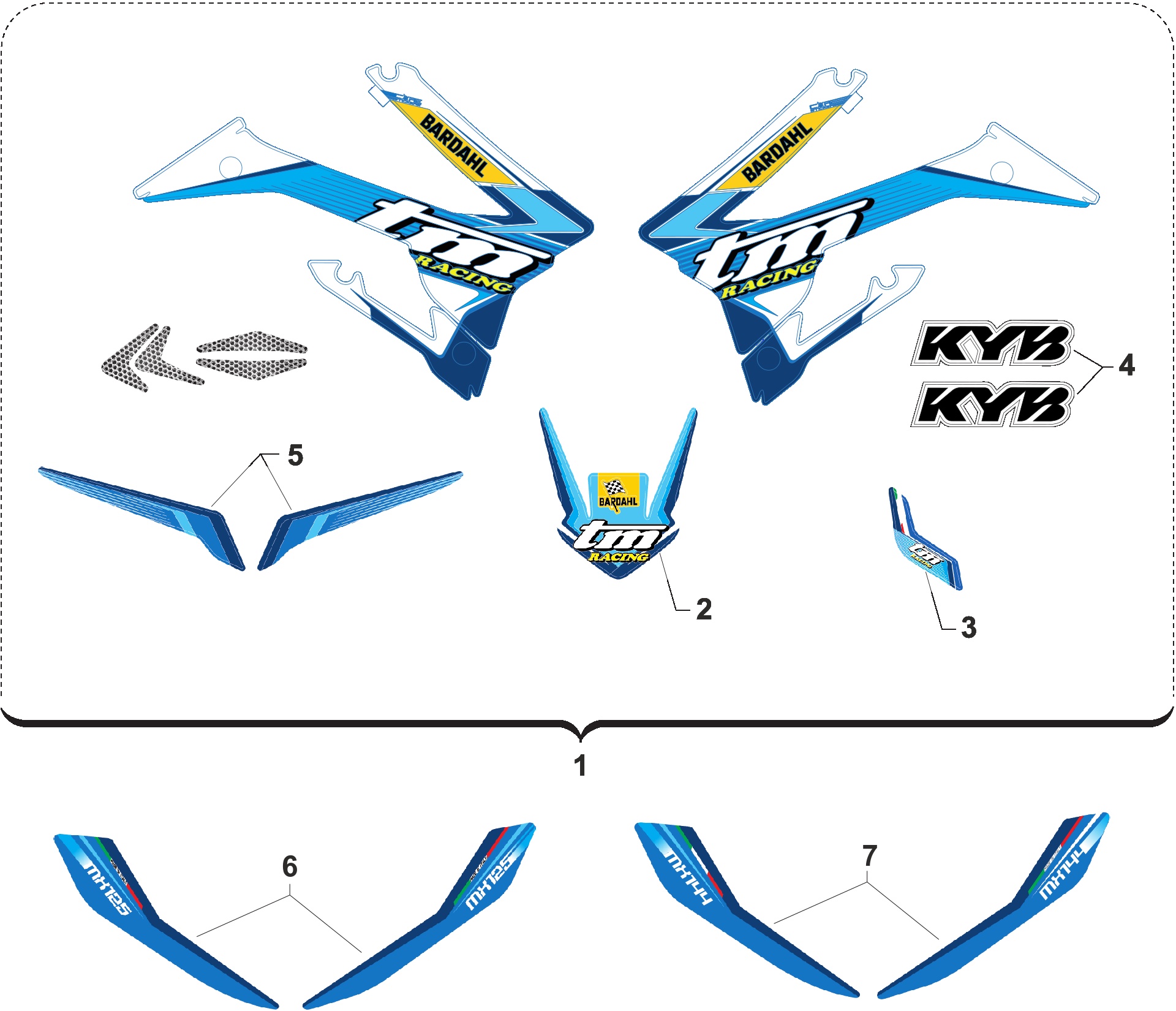 Pièces d'origine pour TM RACING 144 144 2T 144 MX 2020 - Kit autocollants et adhésifs