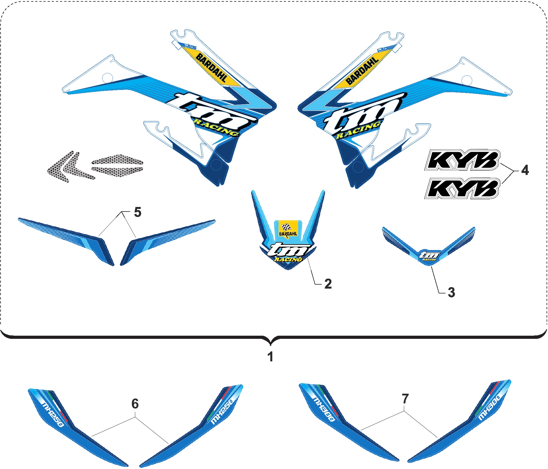 Pièces d'origine pour TM RACING 250 250 2T 250 MX 2020 - Kit autocollants et adhésifs