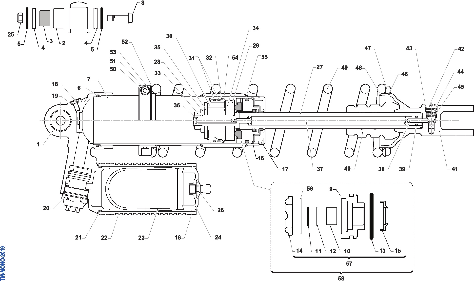 Pièces d'origine pour TM RACING 250 250 2T 250 MX 2020 - Amortisseur TM2019