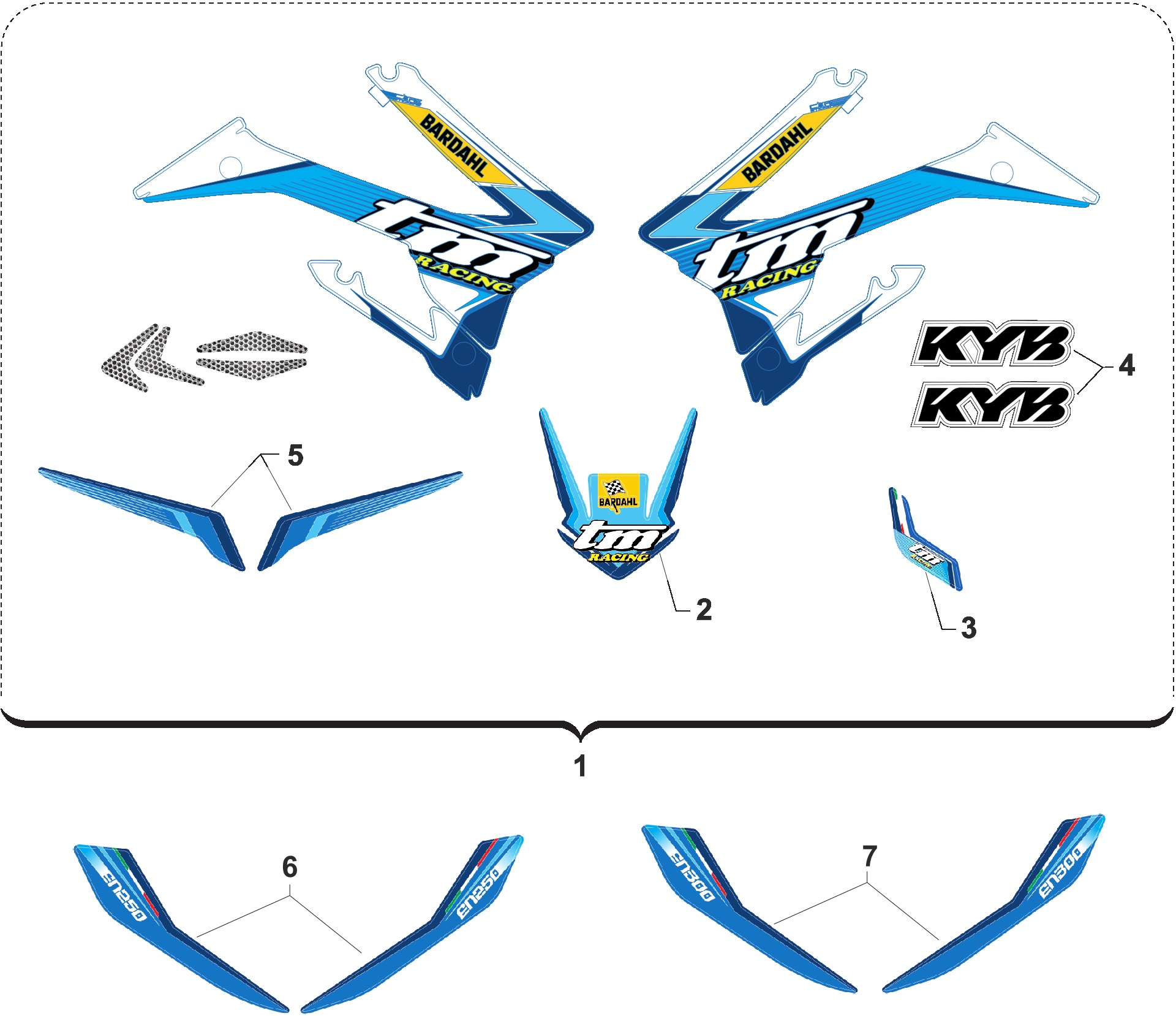 Pièces d'origine pour TM RACING 300 300 2T 300 EN 2020 - Kit autocollants et adhésifs