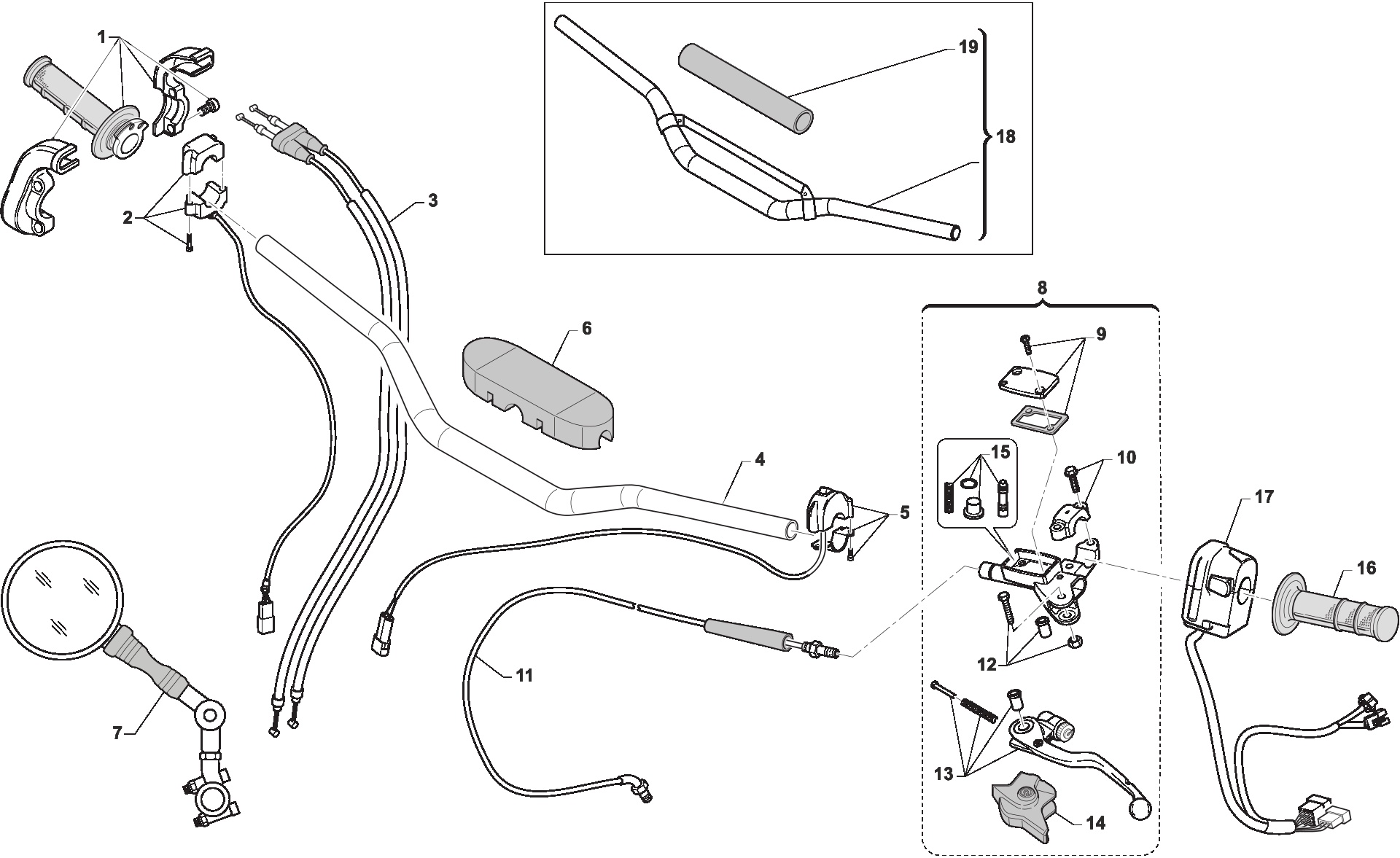 Pièces d'origine pour TM RACING 300 300 2T 300 FI SMR 2020 - Guidon et commandes