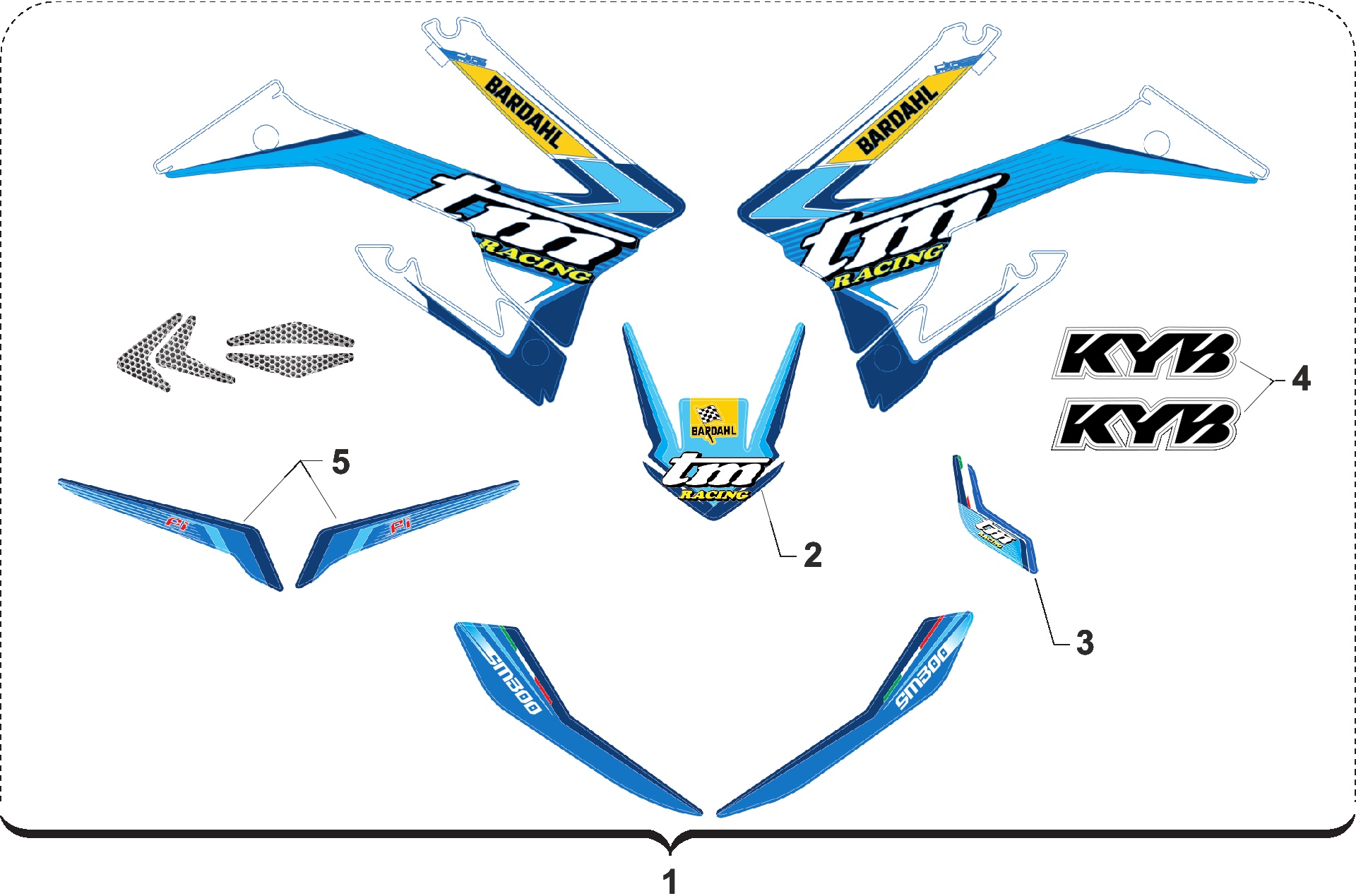 Pièces d'origine pour TM RACING 300 300 2T 300 FI SMR 2020 - Autocollants et adhésifs