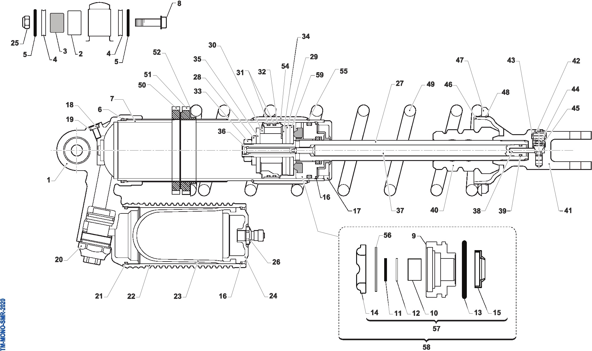 Pièces d'origine pour TM RACING 300 300 2T 300 FI SMR 2020 - Amortisseur TM2T SM