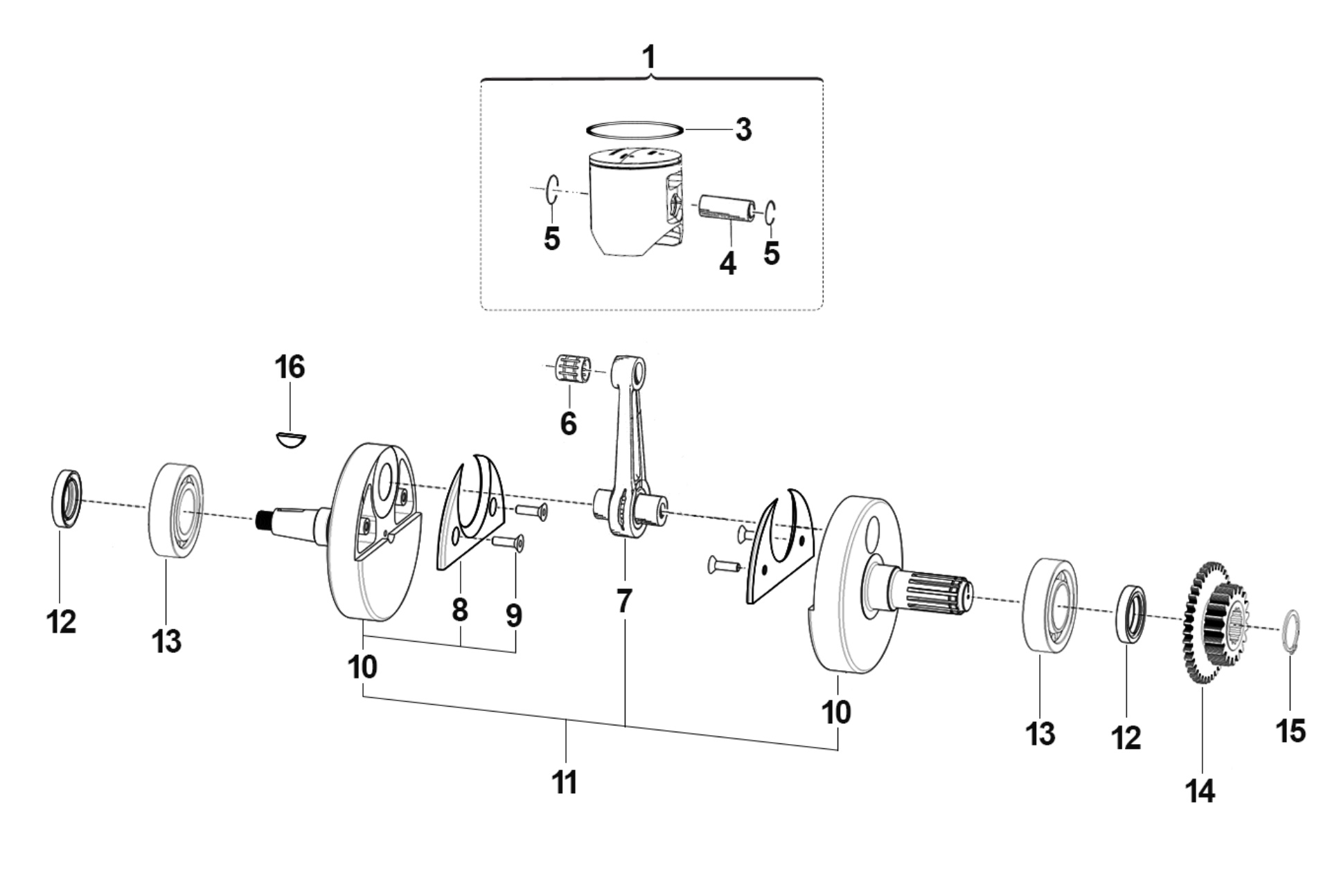 Pièces d'origine pour TM RACING 300 300 2T 300 SMX 2020 - Vilebrequin et piston