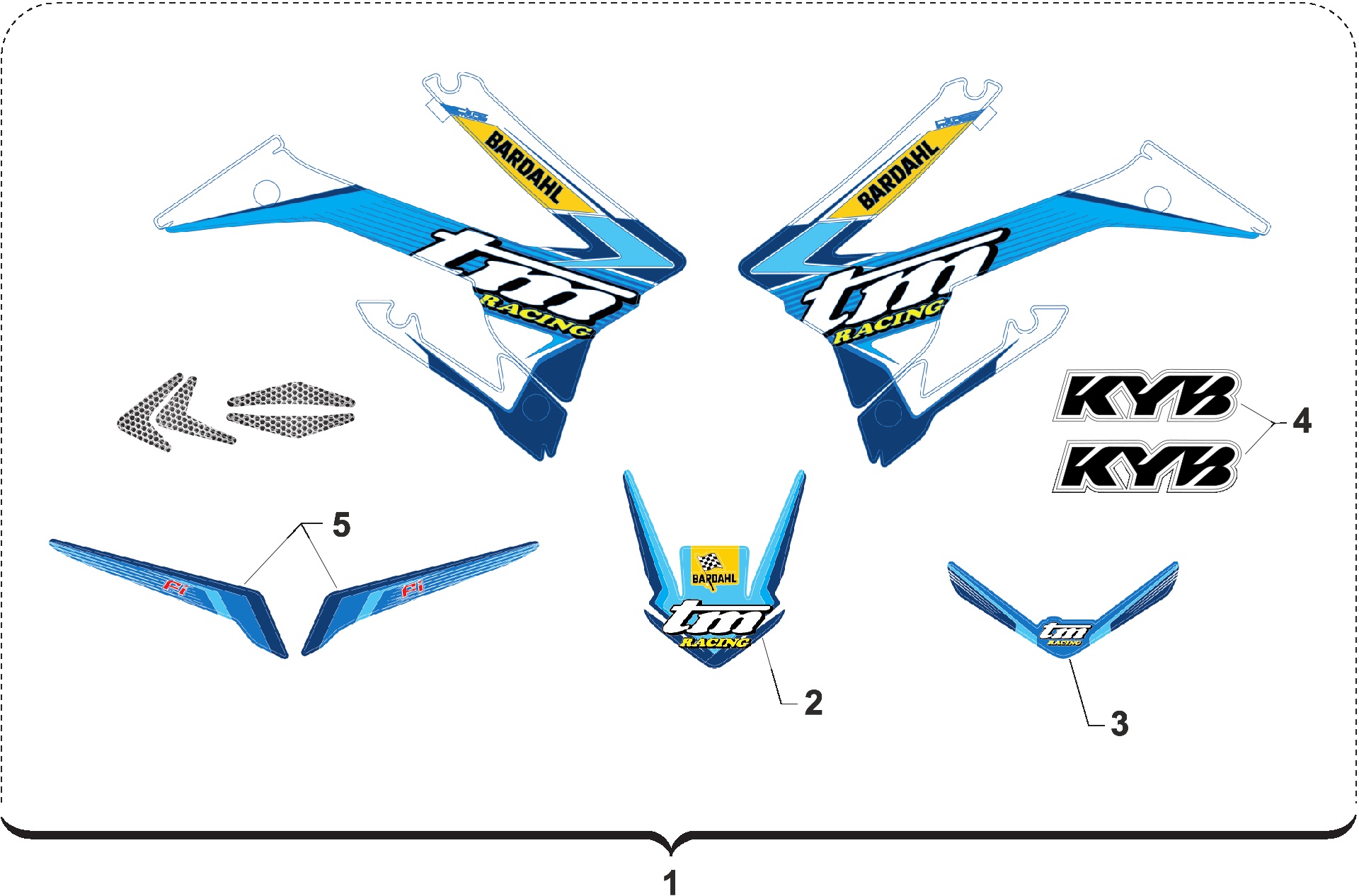 Pièces d'origine pour TM RACING 250 250 4T 250 Fi SMX 2020 - Autocollants et adhésifs