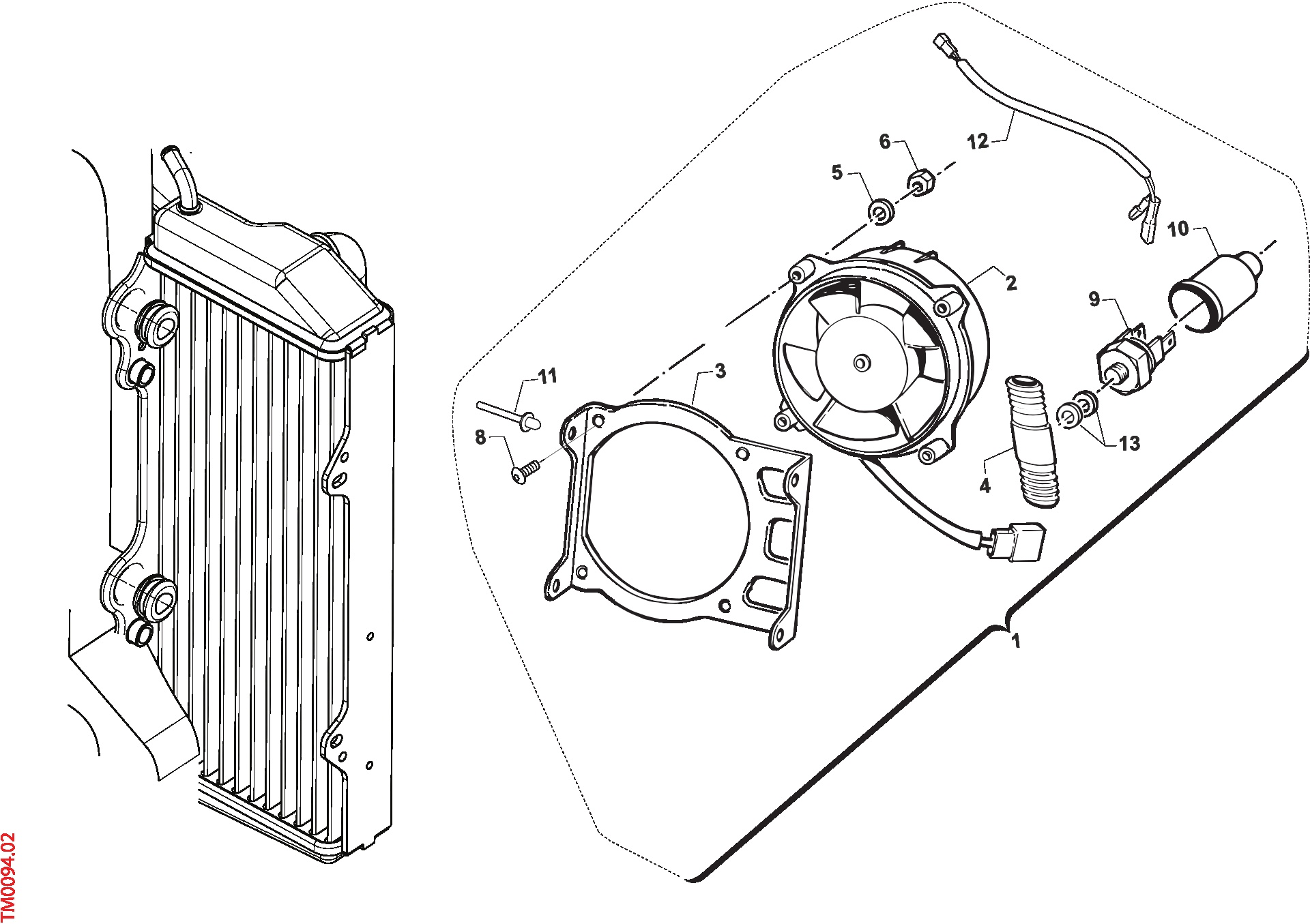 Pièces d'origine pour TM RACING 300 300 4T 300Fi EN TWIN 2020 - Ventilateur de radiateur