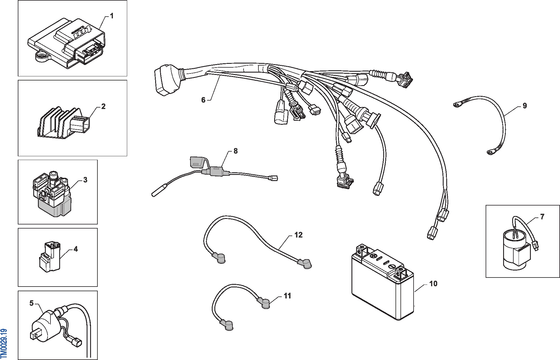 Pièces d'origine pour TM RACING 300 300 4T 300Fi EN TWIN 2020 - Faisceau électrique