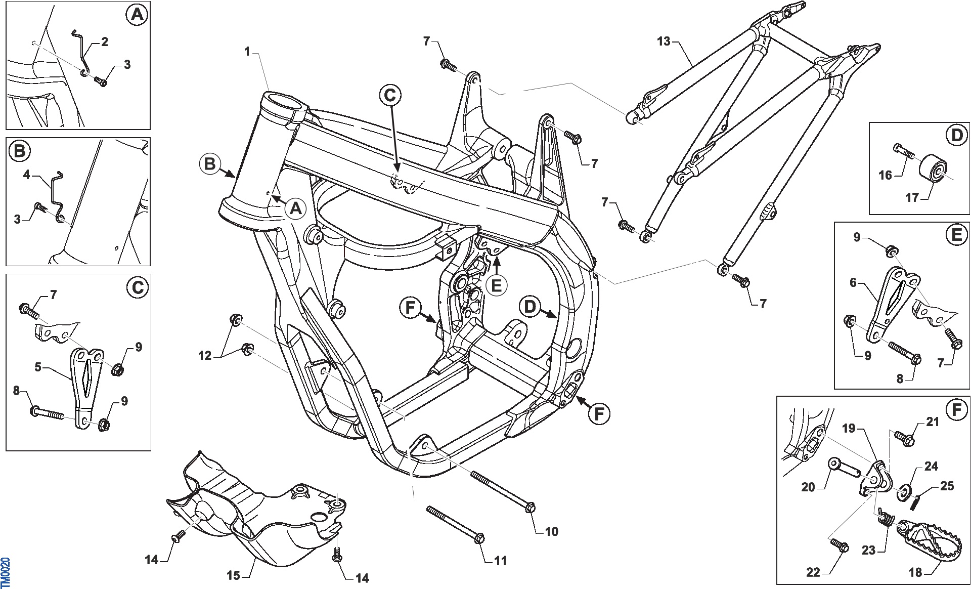 Pièces d'origine pour TM RACING 300 300 4T 300 FI MX TWIN 2020 - Cadre et partie-cycle