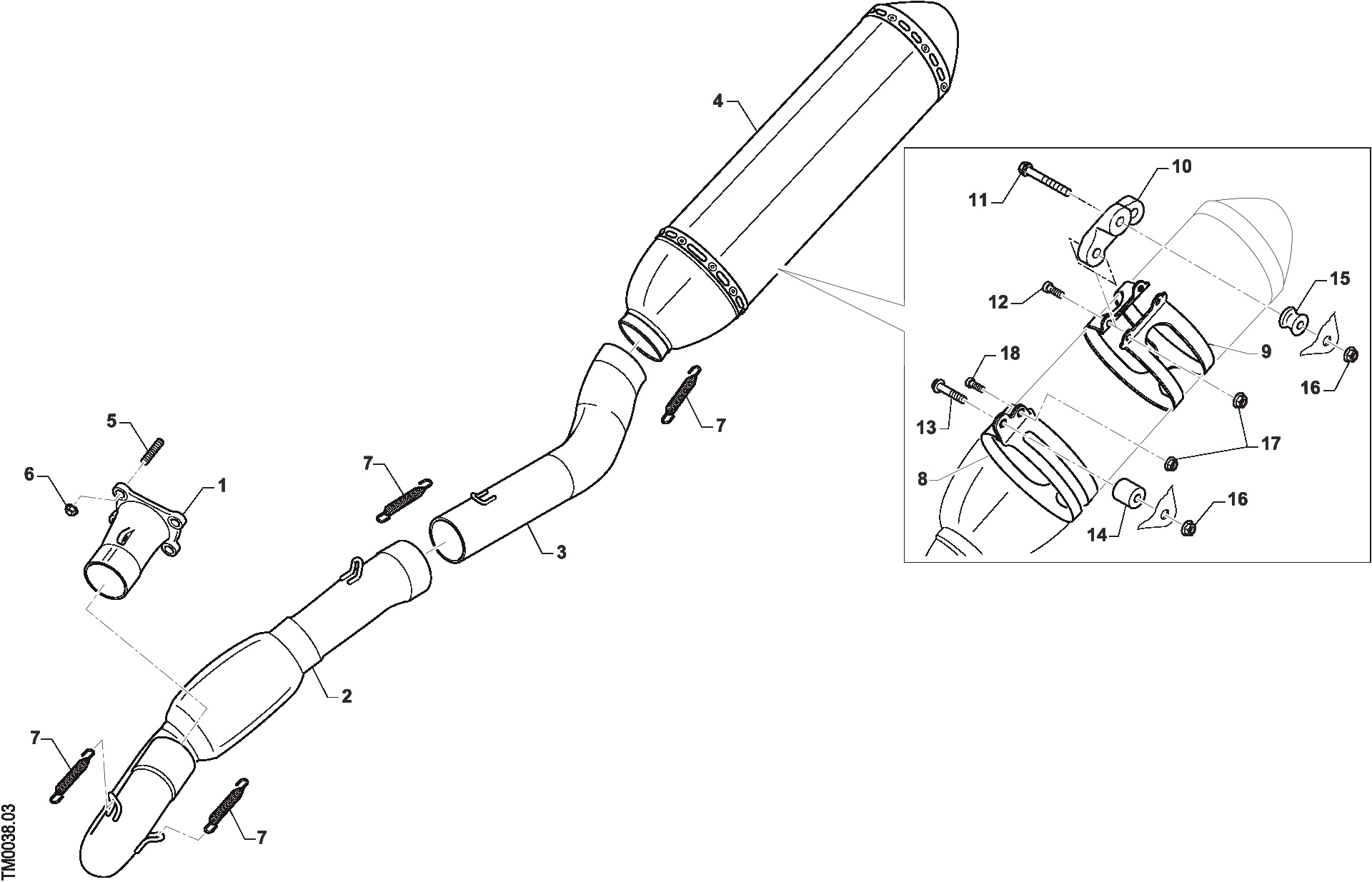 Pièces d'origine pour TM RACING 450 450 4T 450 Fi SMR 2020 - Échappement