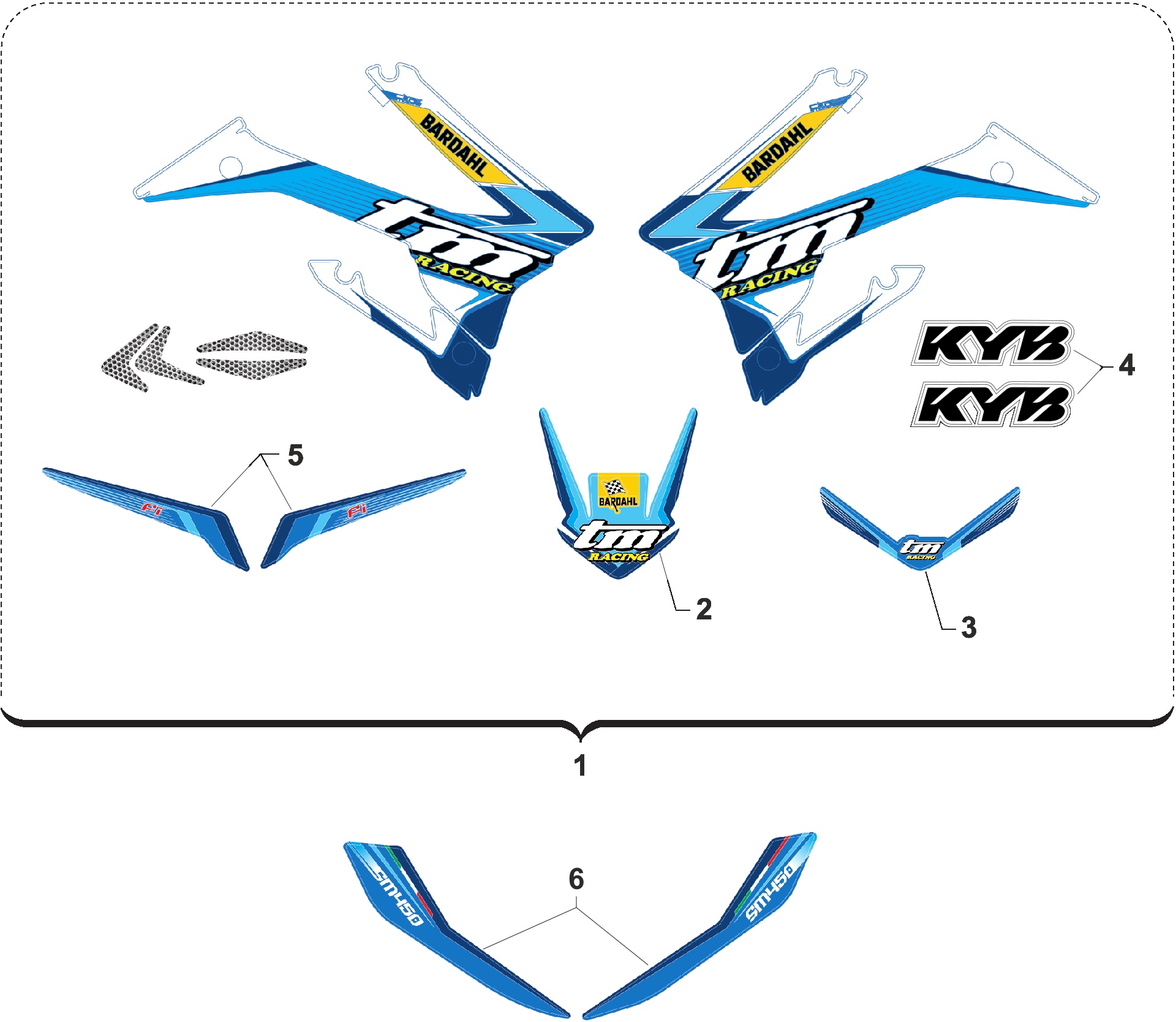 Pièces d'origine pour TM RACING 450 450 4T 450 Fi SMR 2020 - Autocollants et adhésifs
