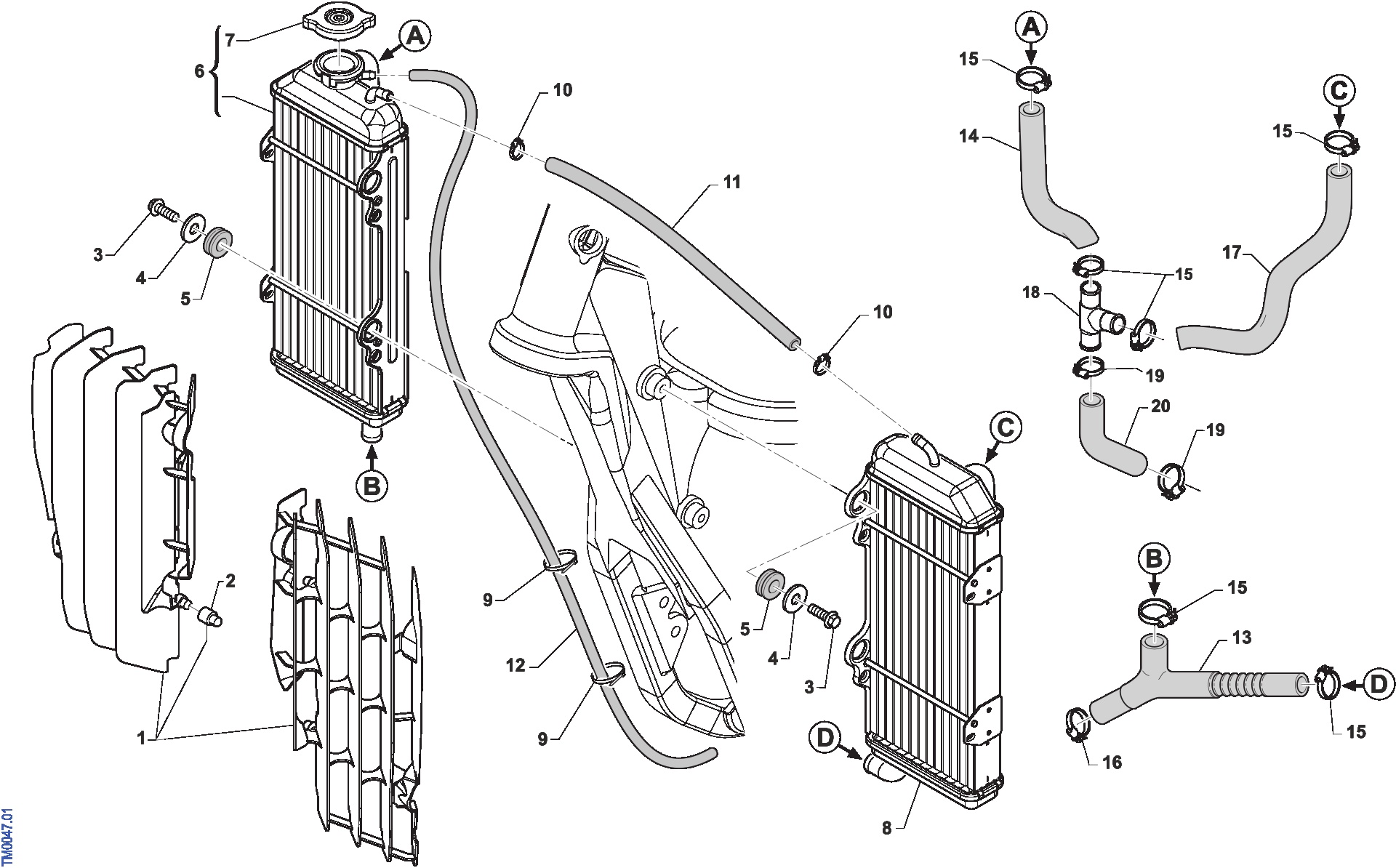 Pièces d'origine pour TM RACING 450 450 4T 450 FI SMK 2020 - Radiateurs de refroidissement