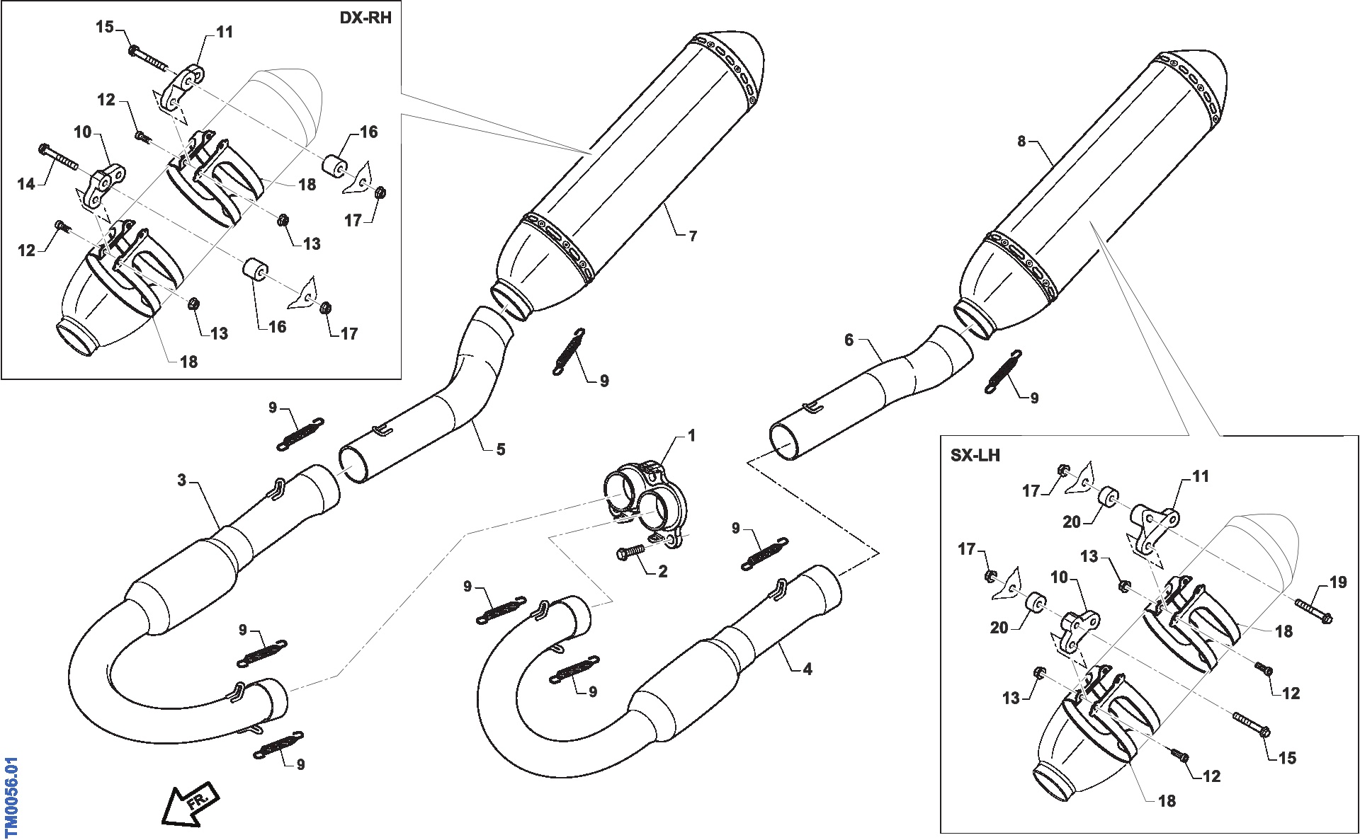 Pièces d'origine pour TM RACING 450 450 4T 450 FI SMK 2020 - Échappement moteur