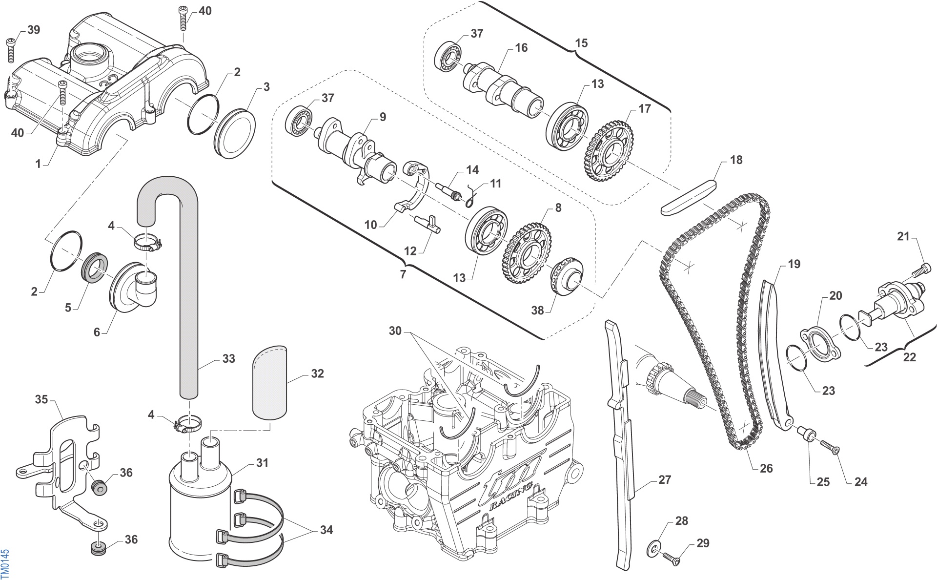 Pièces d'origine pour TM RACING 450 450 4T 450 FI SMK 2020 - Distribution et allumage moteur