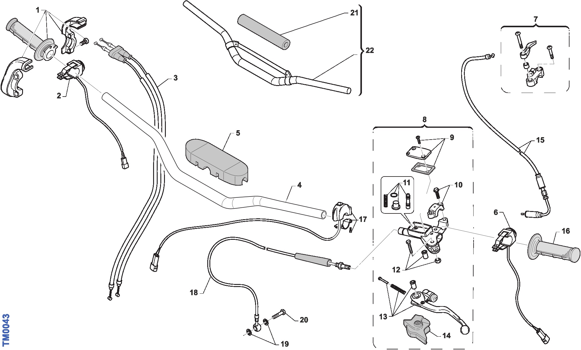 Pièces d'origine pour TM RACING 450 450 4T 450 Fi SMX 2020 - Guidon et commandes