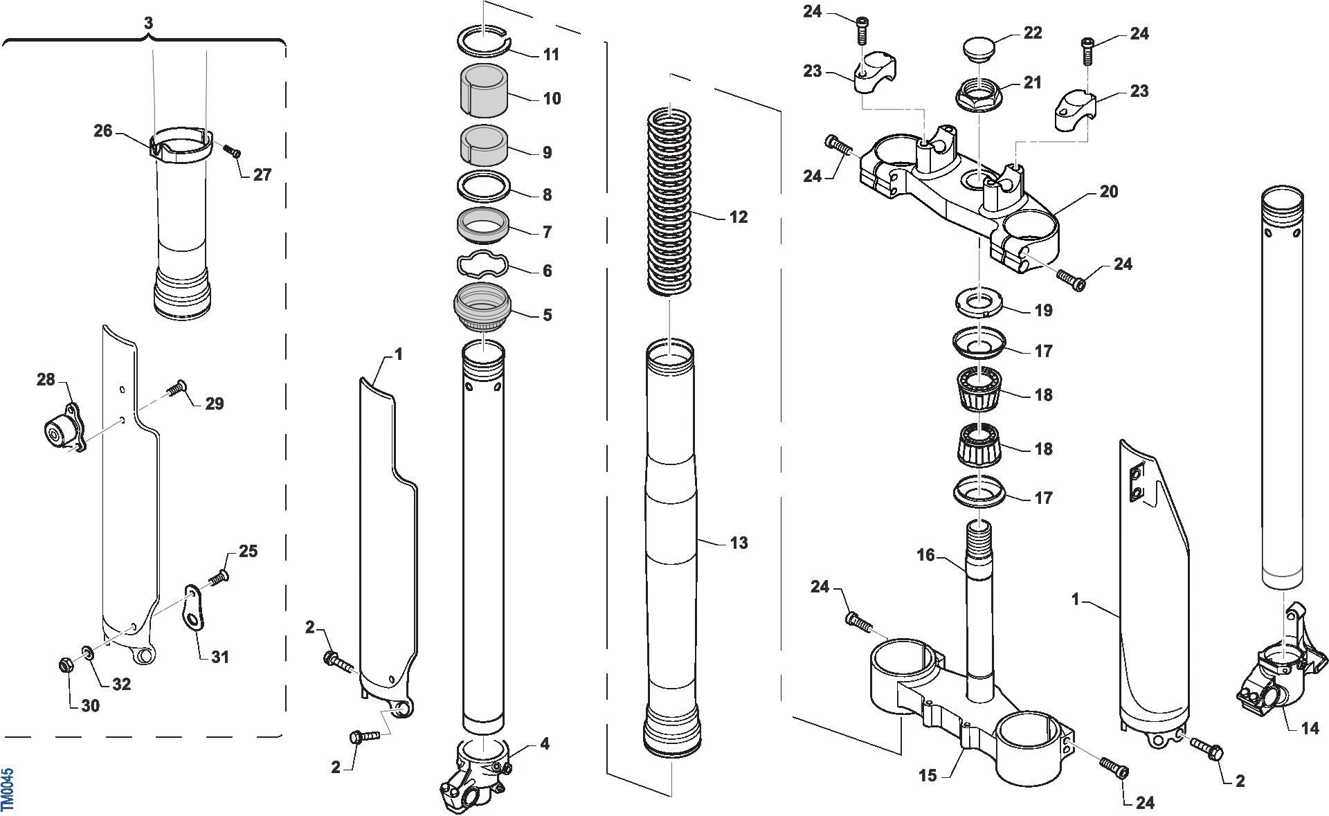Pièces d'origine pour TM RACING 450 450 4T 450 Fi SMX 2020 - Fourche avant MA50