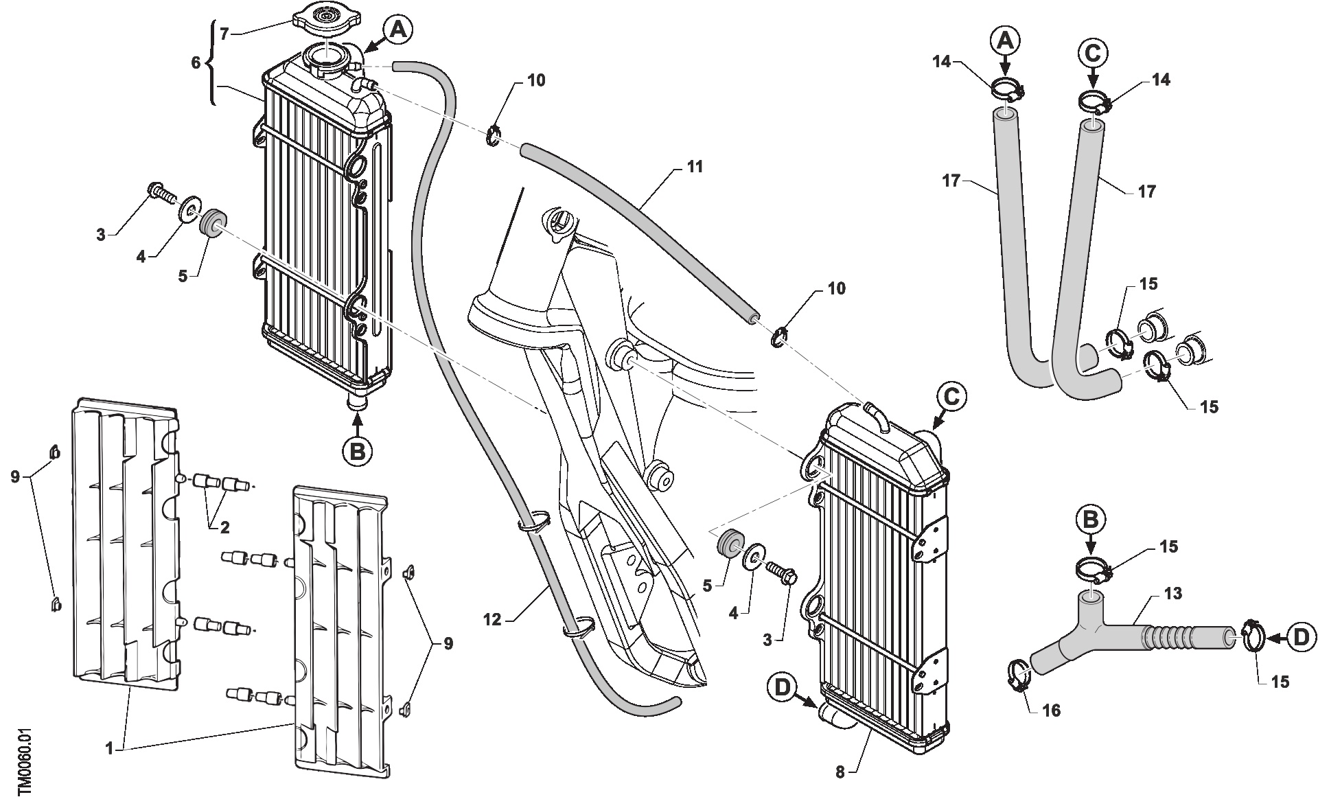 Pièces d'origine pour TM RACING 530 530 4T 530 Fi SMR 2020 - Radiateurs de refroidissement