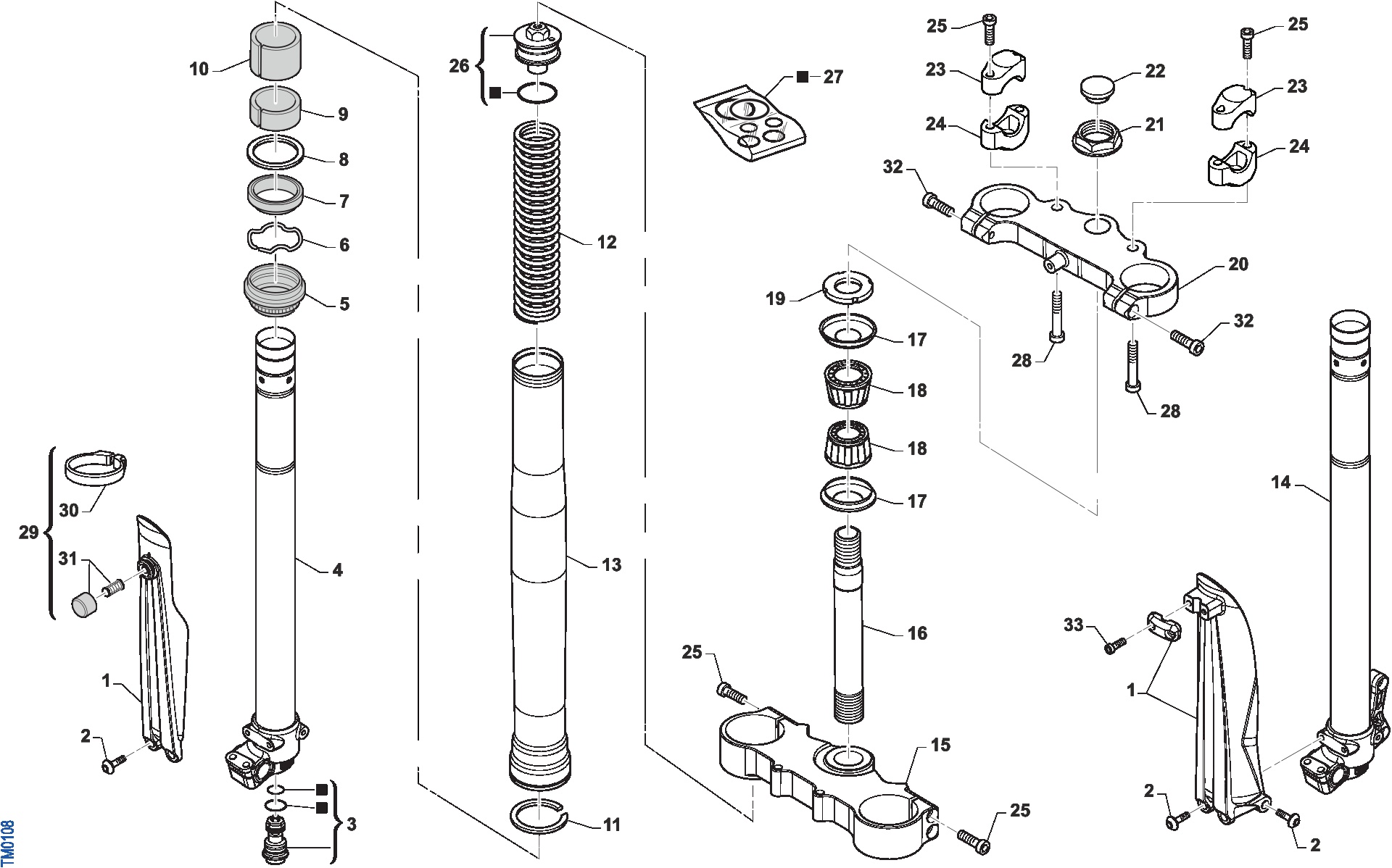 Pièces d'origine pour TM RACING 85 85 2T 85 MX JUNIOR 2019 - Fourche avant