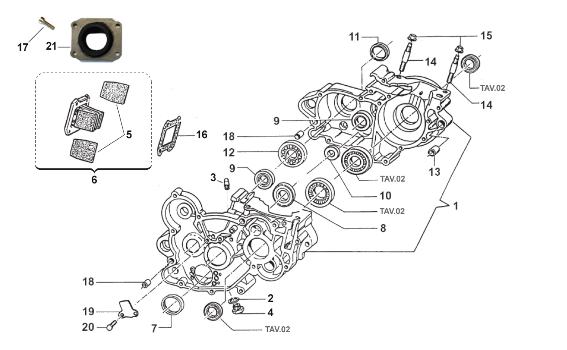 Pièces d'origine pour TM RACING 85 85 2T 85 MX 2019 - Bas moteur et clapets