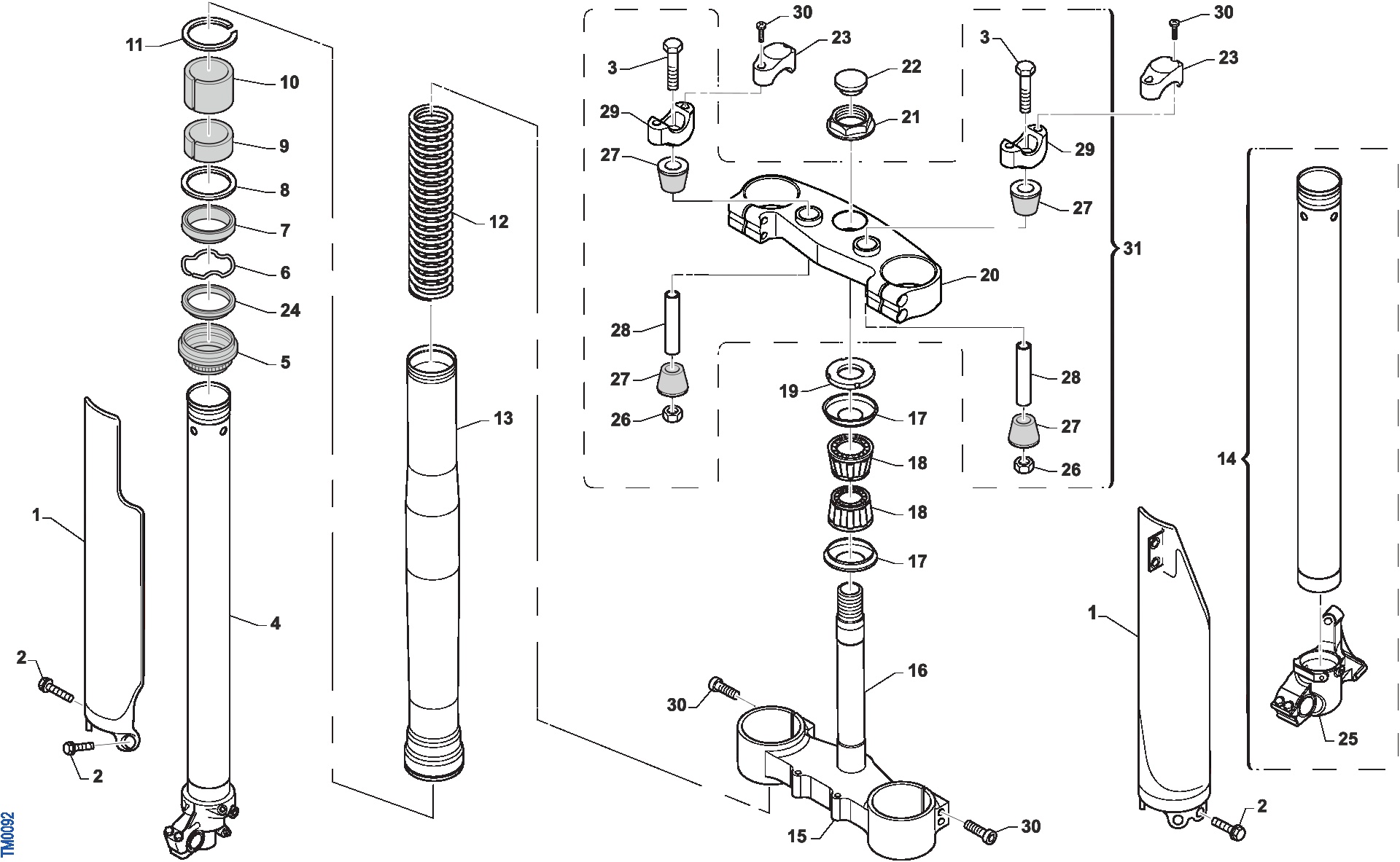 Pièces d'origine pour TM RACING 125 125 2T 125 SMR 2019 - Suspension avant