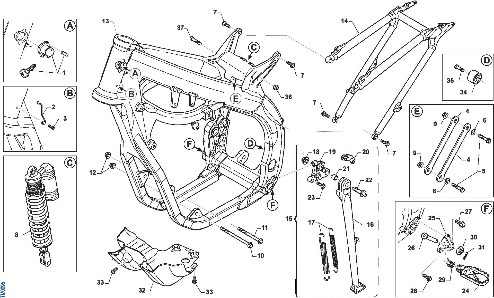 Pièces d'origine pour TM RACING 125 125 2T 125 SMR 2019 - Cadre et partie-cycle