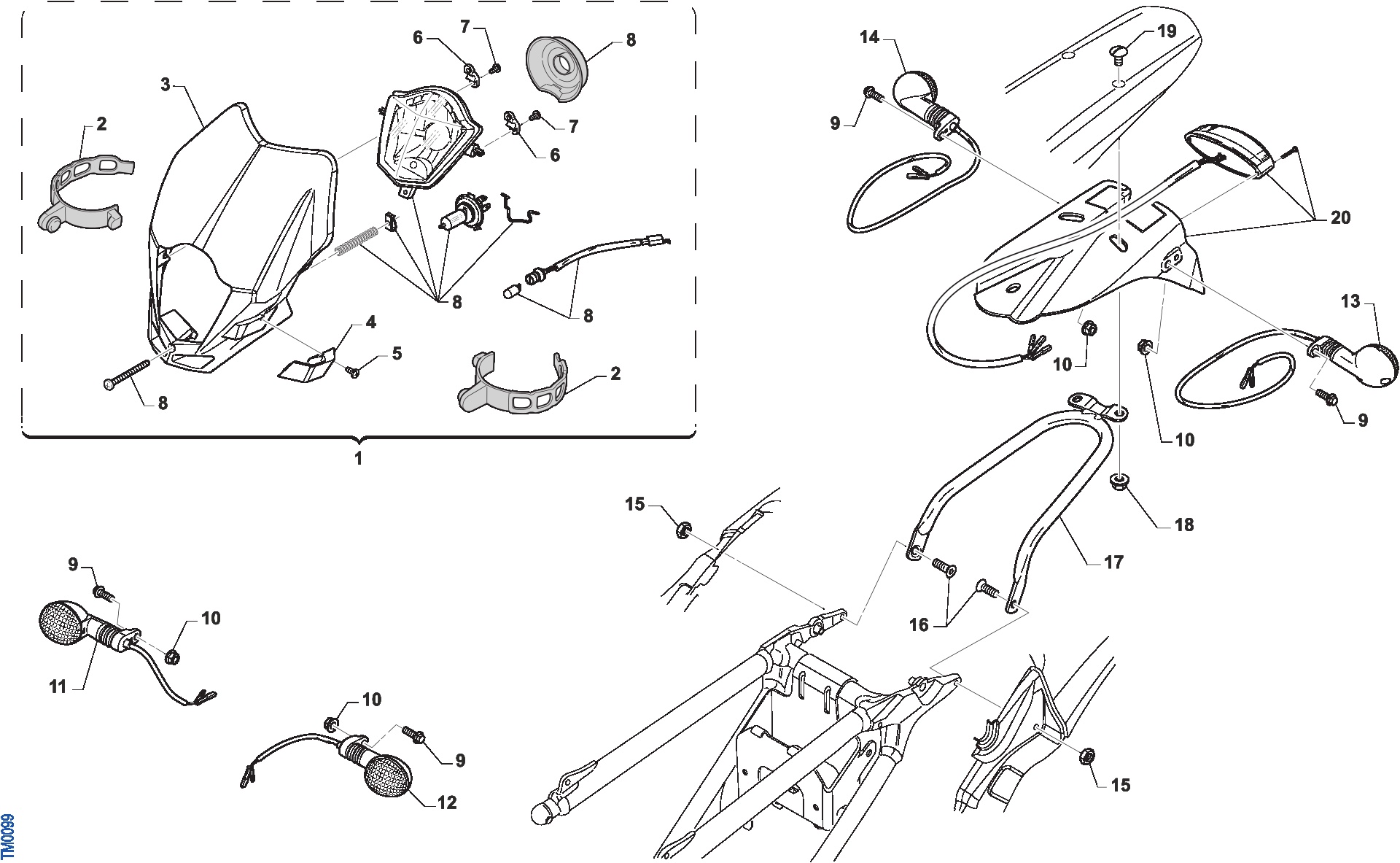 Pièces d'origine pour TM RACING 125 125 2T 125 SMR 2019 - Éclairage et électricité