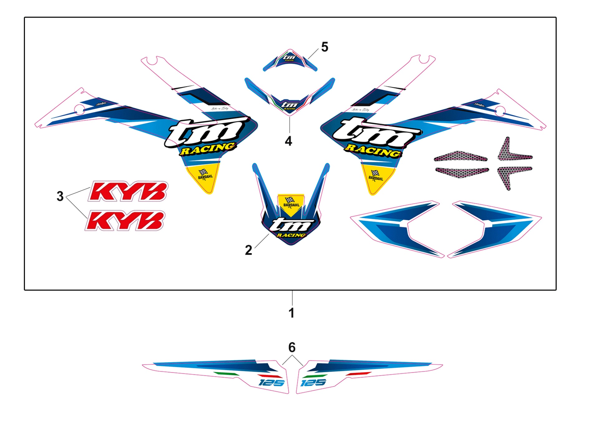 Pièces d'origine pour TM RACING 125 125 2T 125 SMR 2019 - Kit autocollants