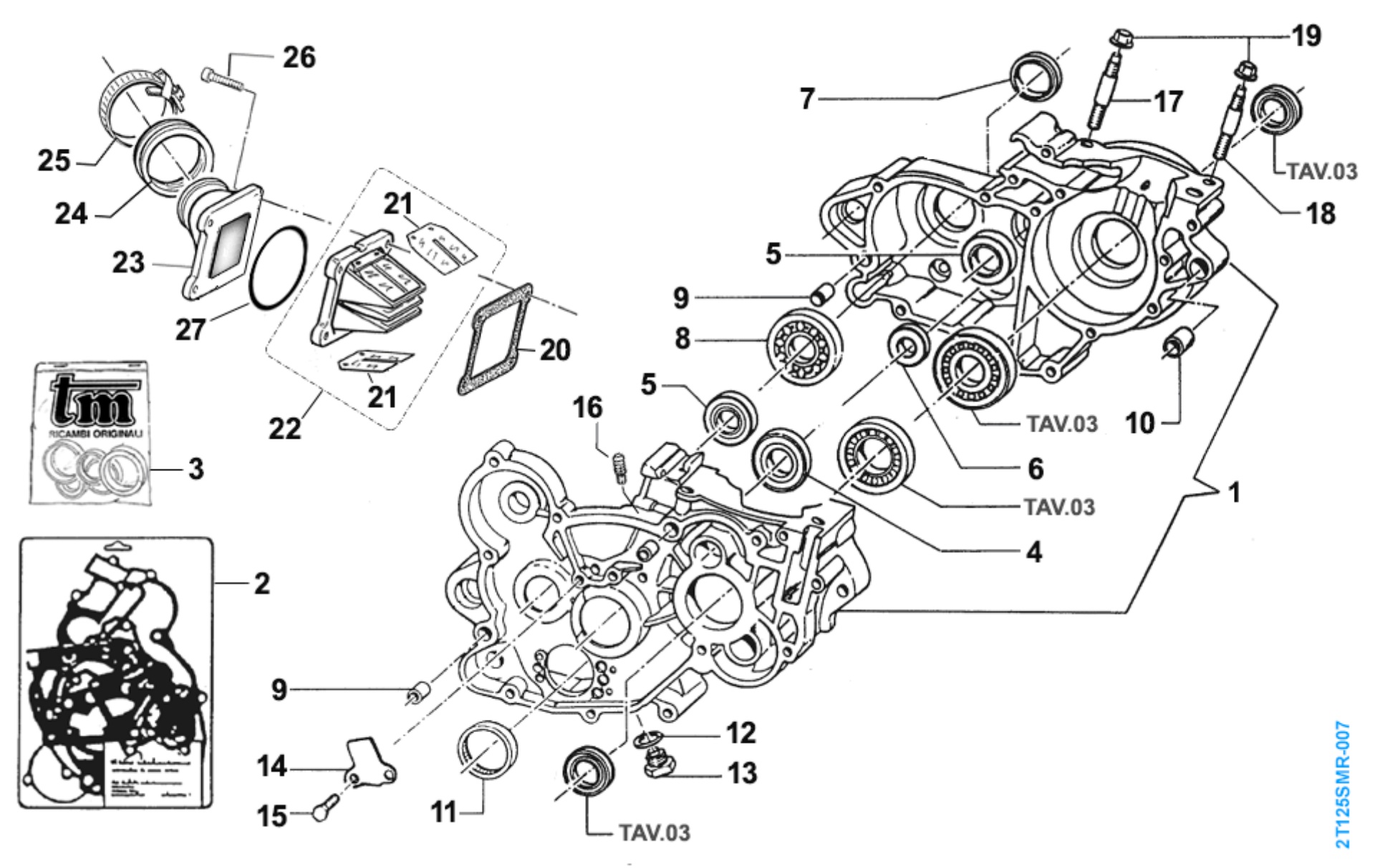 Pièces d'origine pour TM RACING 125 125 2T 125 SMR 2019 - Bas moteur