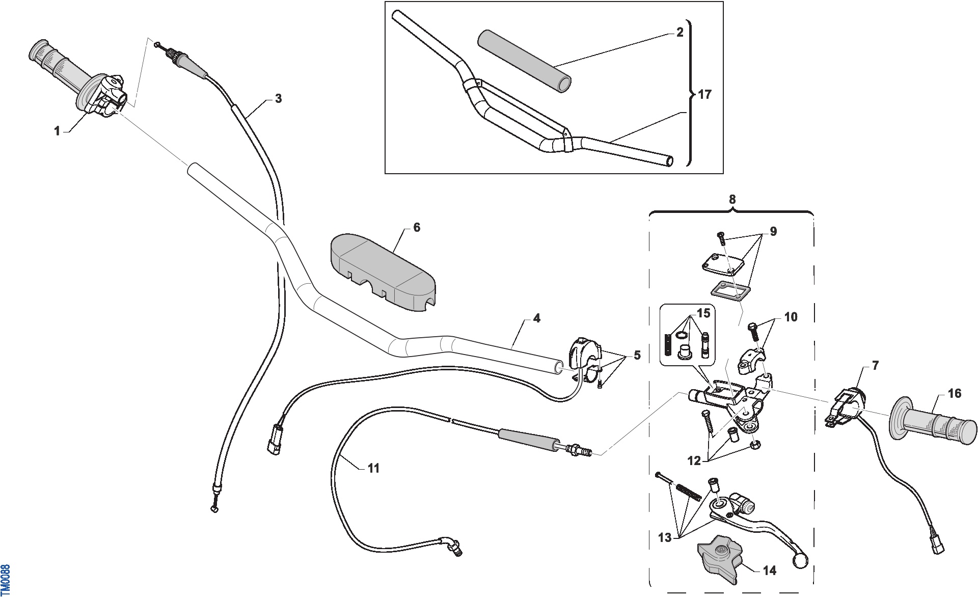 Pièces d'origine pour TM RACING 144 144 2T 144 MX 2019 - Guidon