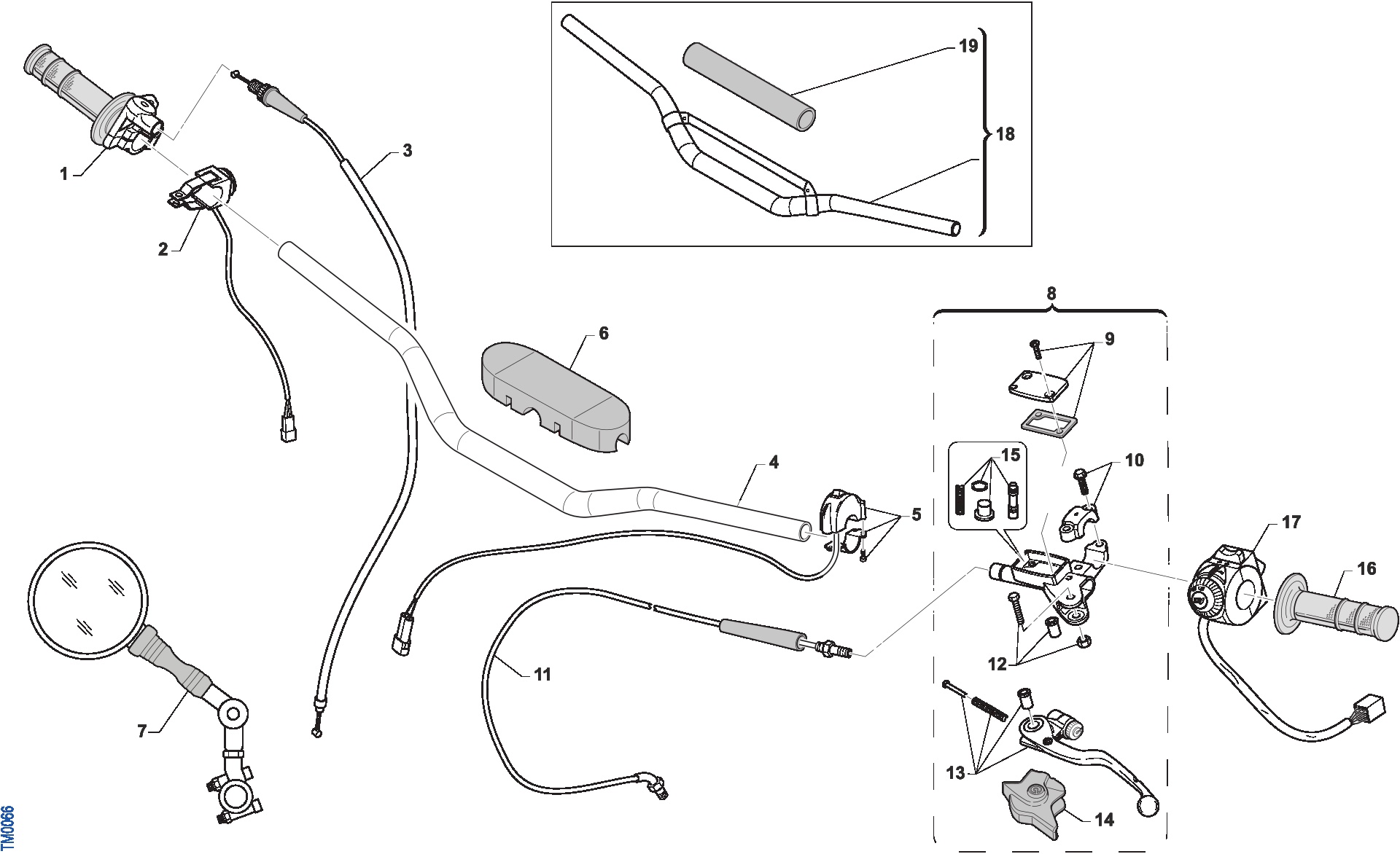 Pièces d'origine pour TM RACING 250 250 2T 250 ES EN 2019 - Guidon