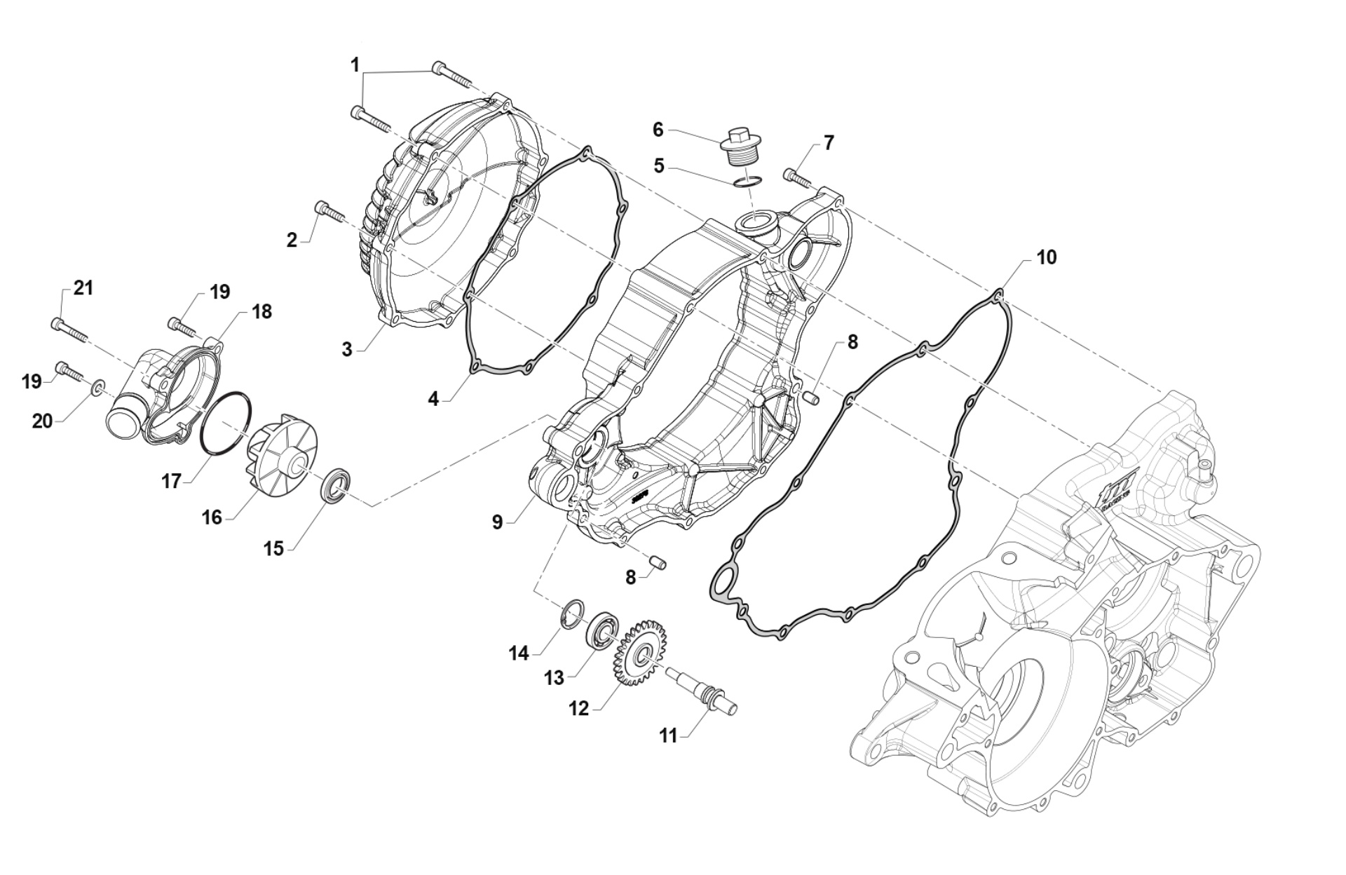 Pièces d'origine pour TM RACING 250 250 2T 250 ES EN 2019 - Carter d'embrayage