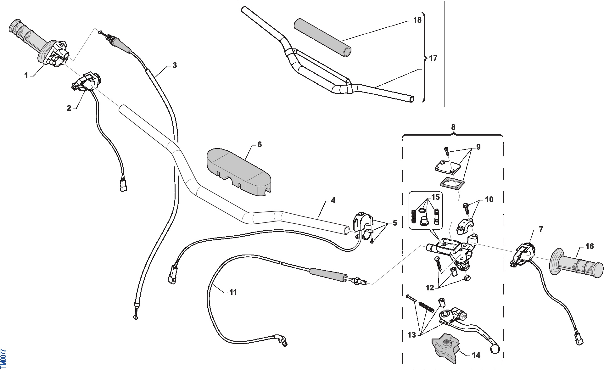 Pièces d'origine pour TM RACING 250 250 2T 250 ES MX 2019 - Guidon