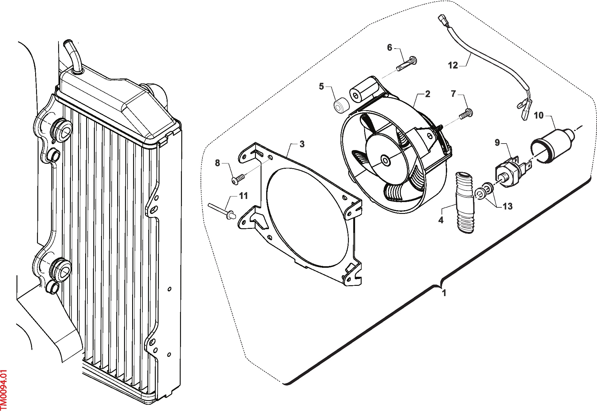 Pièces d'origine pour TM RACING 300 300 2T 300 ES EN 2019 - Ventilateur de radiateur