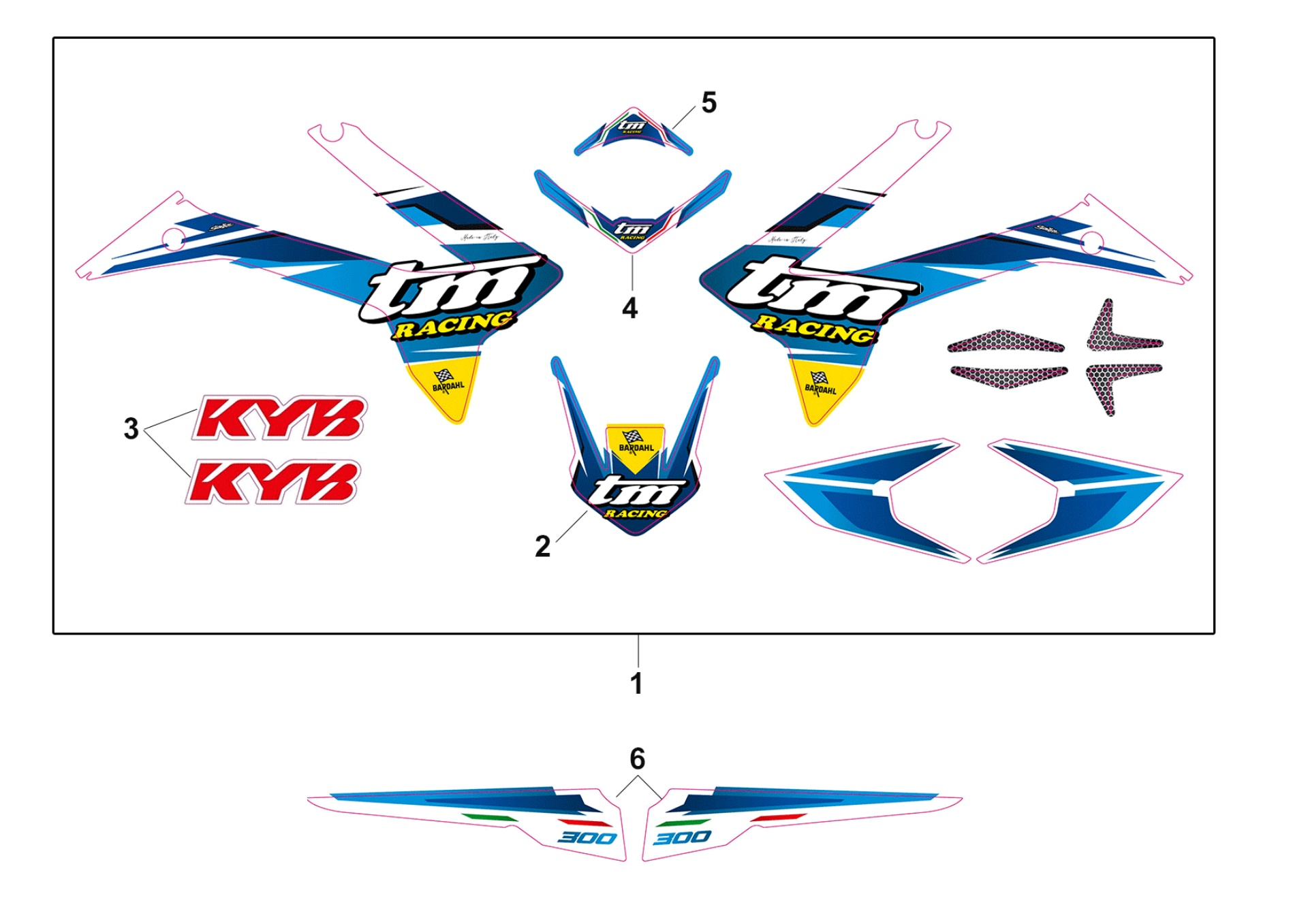 Pièces d'origine pour TM RACING 300 300 2T 300 ES EN 2019 - Autocollants et adhésifs