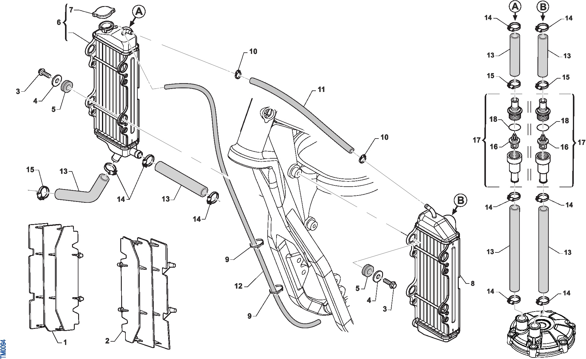 Pièces d'origine pour TM RACING 300 300 2T 300Fi ES EN 2019 - Radiateurs